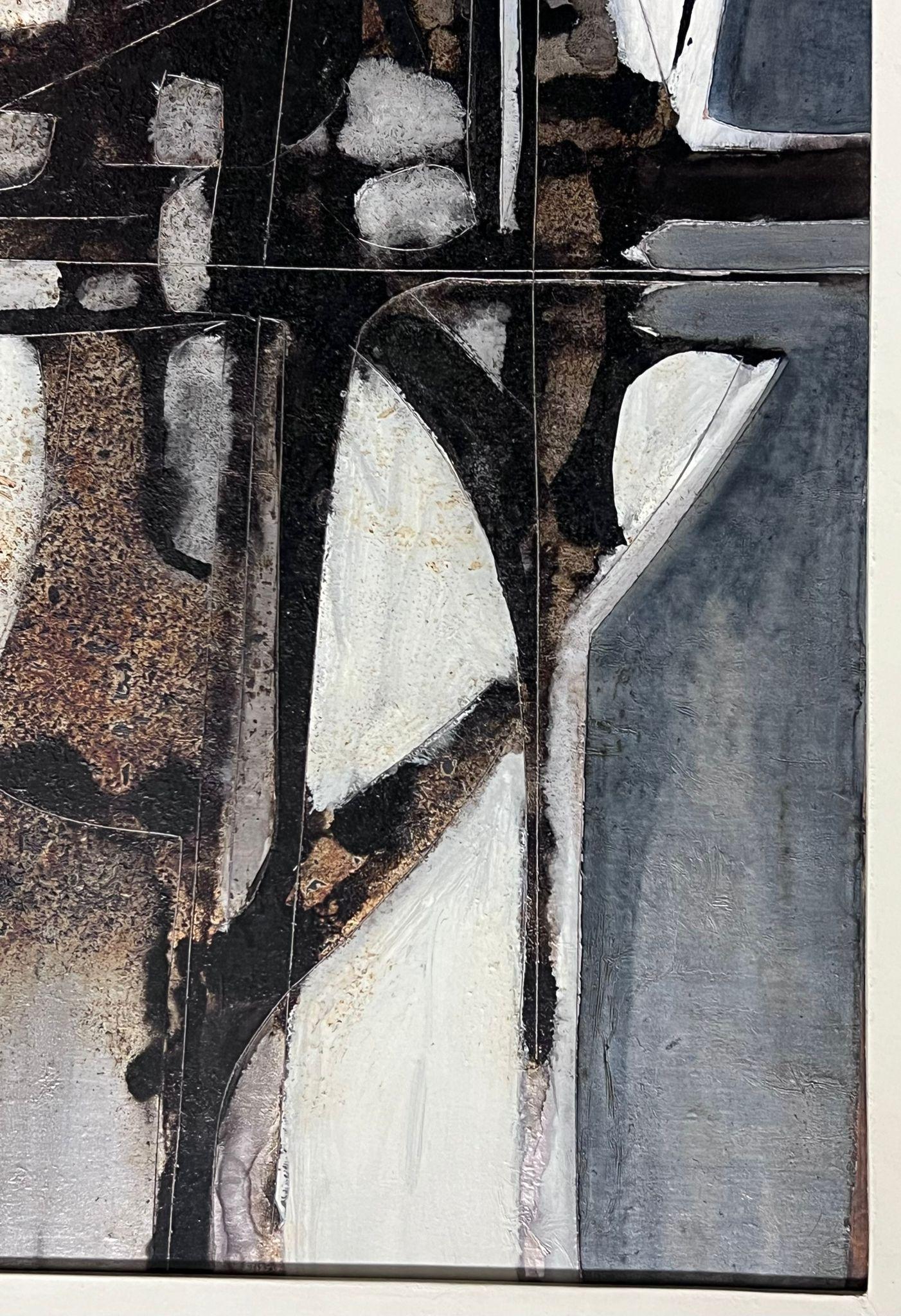 20th Century French Abstract Painting Black White & Grey Composition For Sale 4