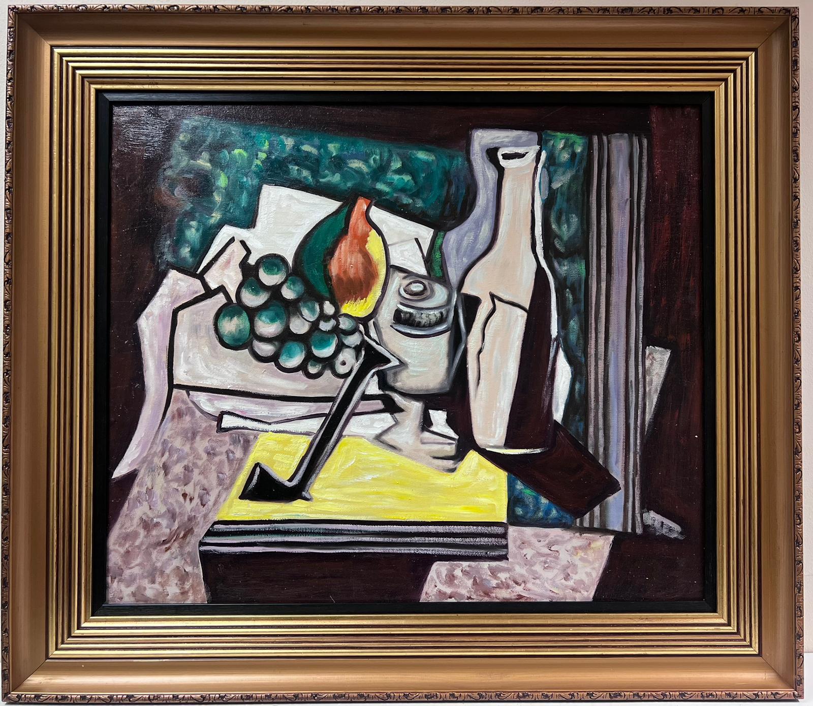 Cubist Still Life 
French School, 20th century
oil on board, framed
framed: 27 x 31 inches
board : 22 x 26 inches
provenance: private collection, France
condition: very good and sound condition 