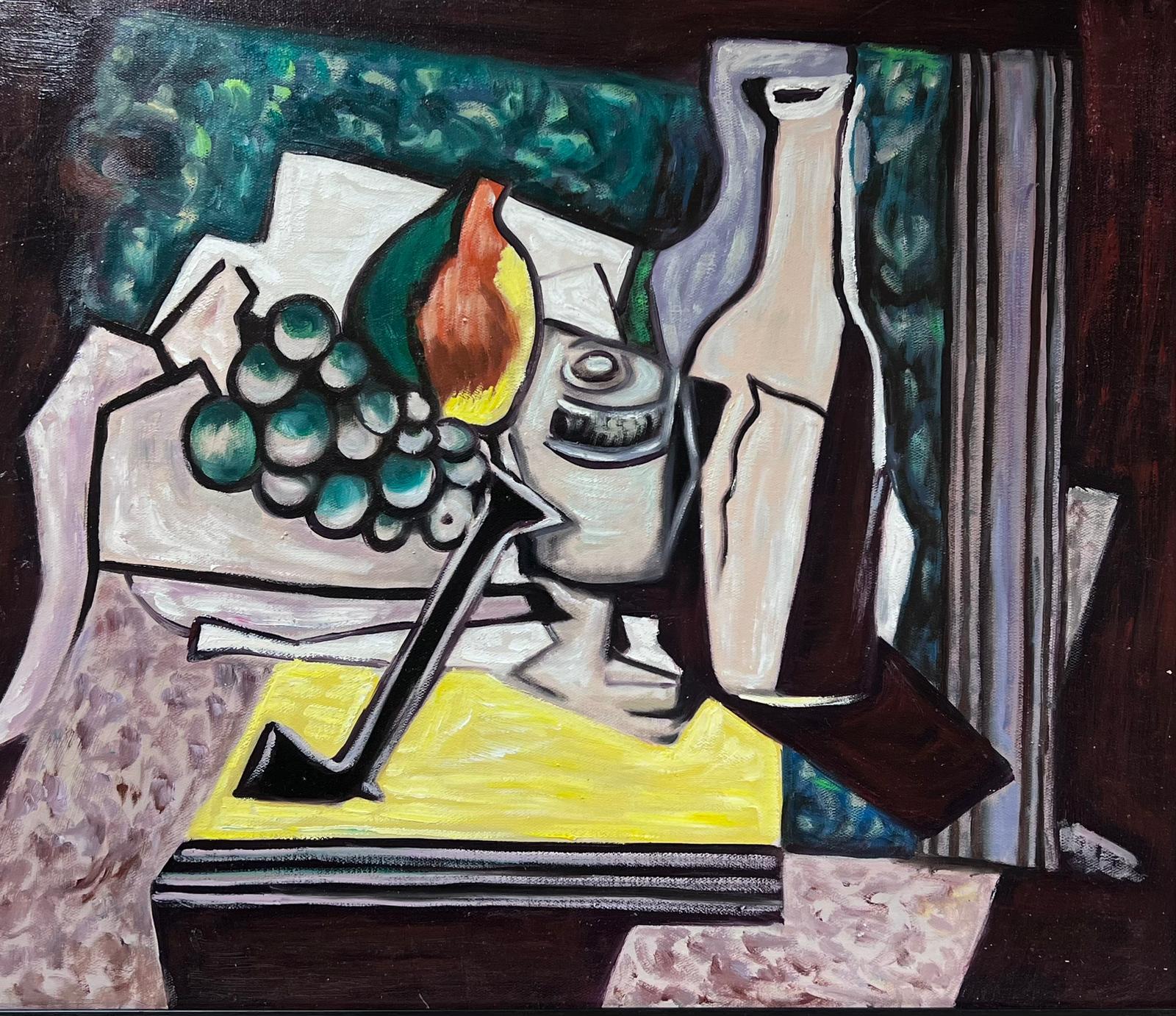 French School Abstract Painting - 20th Century French Cubist Still Life Oil Painting