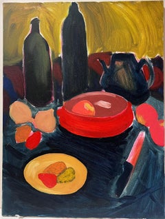 20th Century French Modernist Oil Painting Still Life Objects