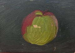 Vintage 20th Century French Modernist Oil Painting Still Life of an Apple
