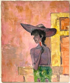 20th Century French Modernist Portrait of a Woman in Wide-Brimmed Hat