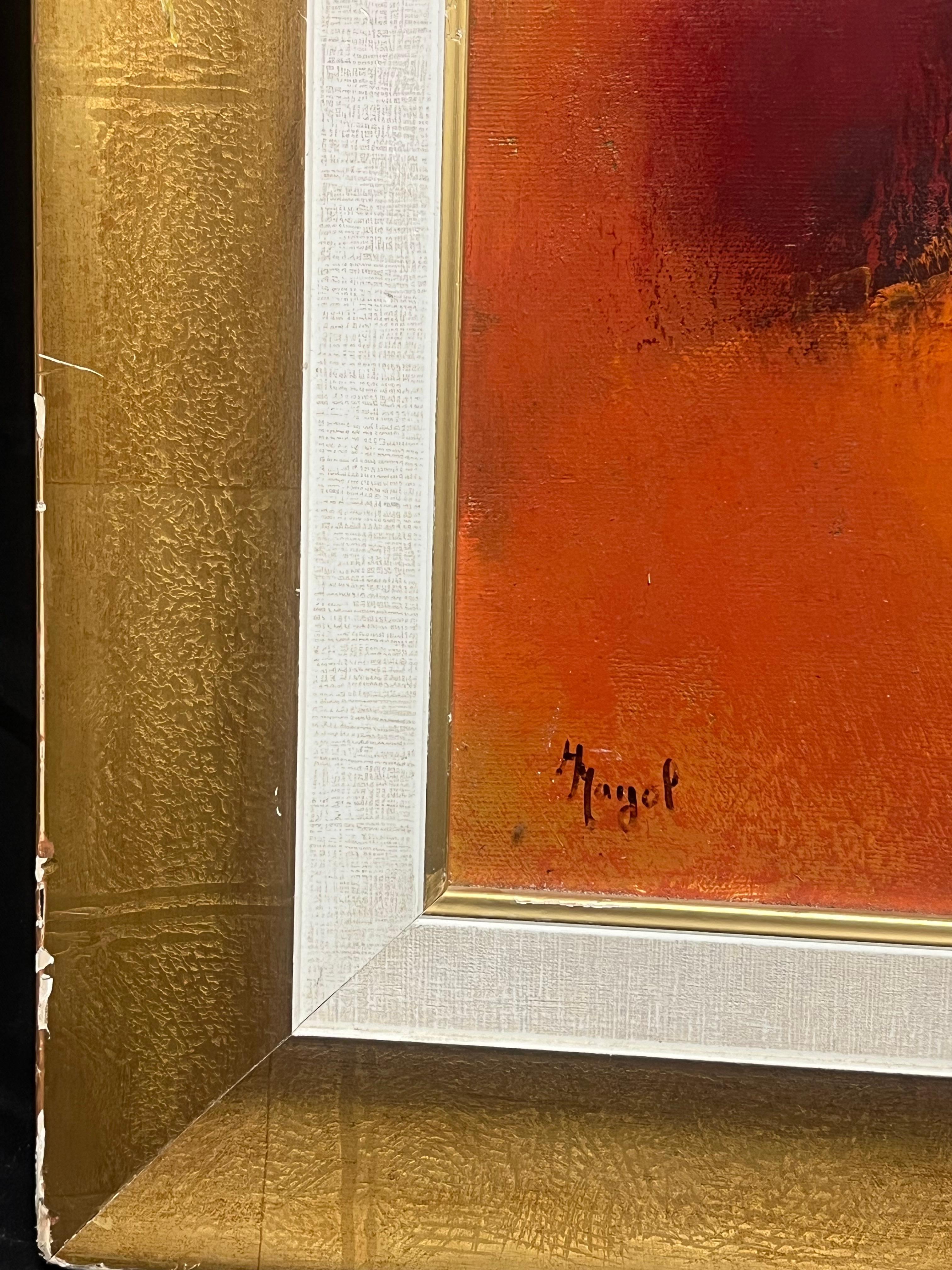 Abstract Female Nude in Fiery Hues Bold Expression of Form & Color French Oil 2