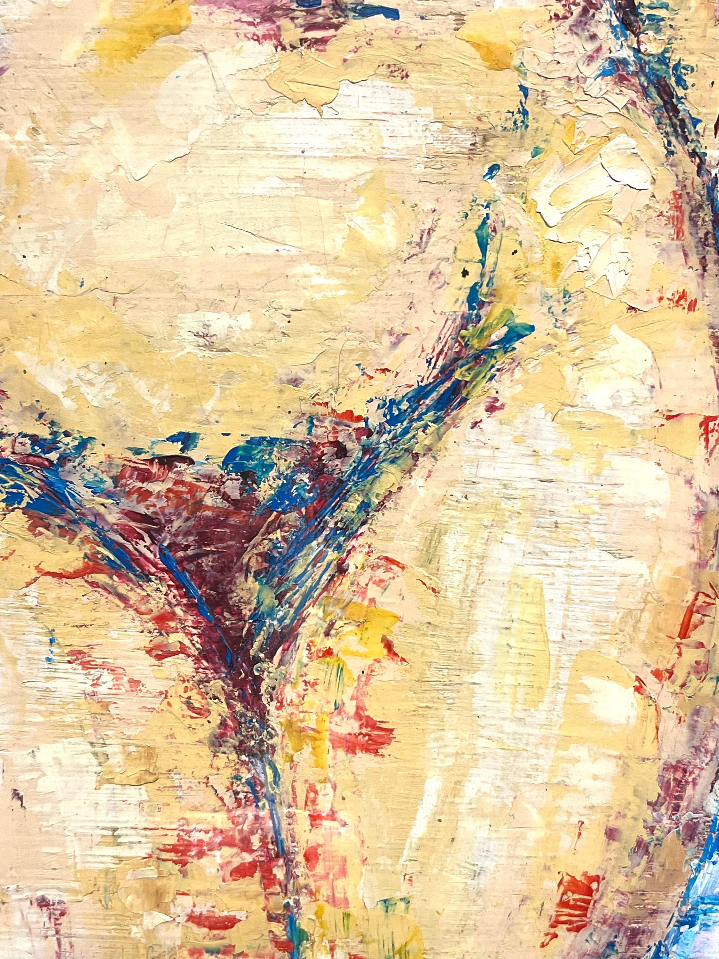 Peinture à l'huile française du 20e siècle, forme féminine nue abstraite, texture audacieuse, expressionniste en vente 2