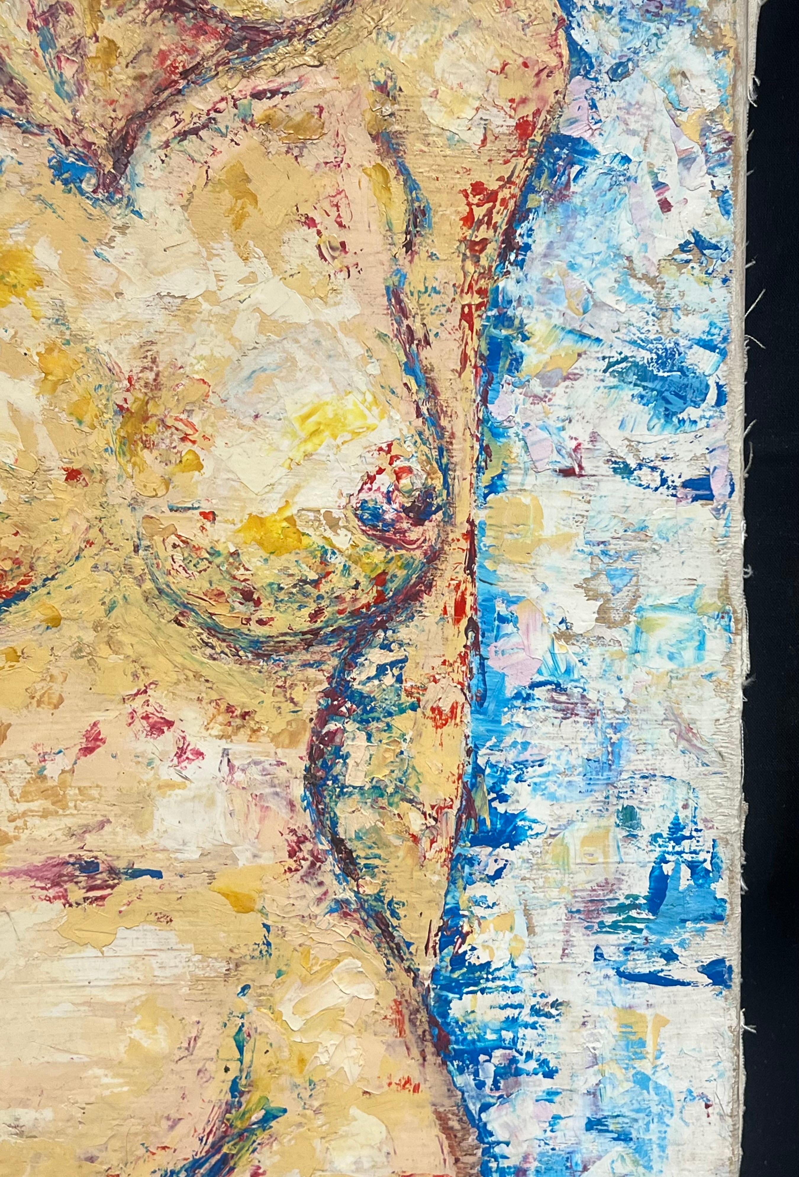 Peinture à l'huile française du 20e siècle, forme féminine nue abstraite, texture audacieuse, expressionniste en vente 3