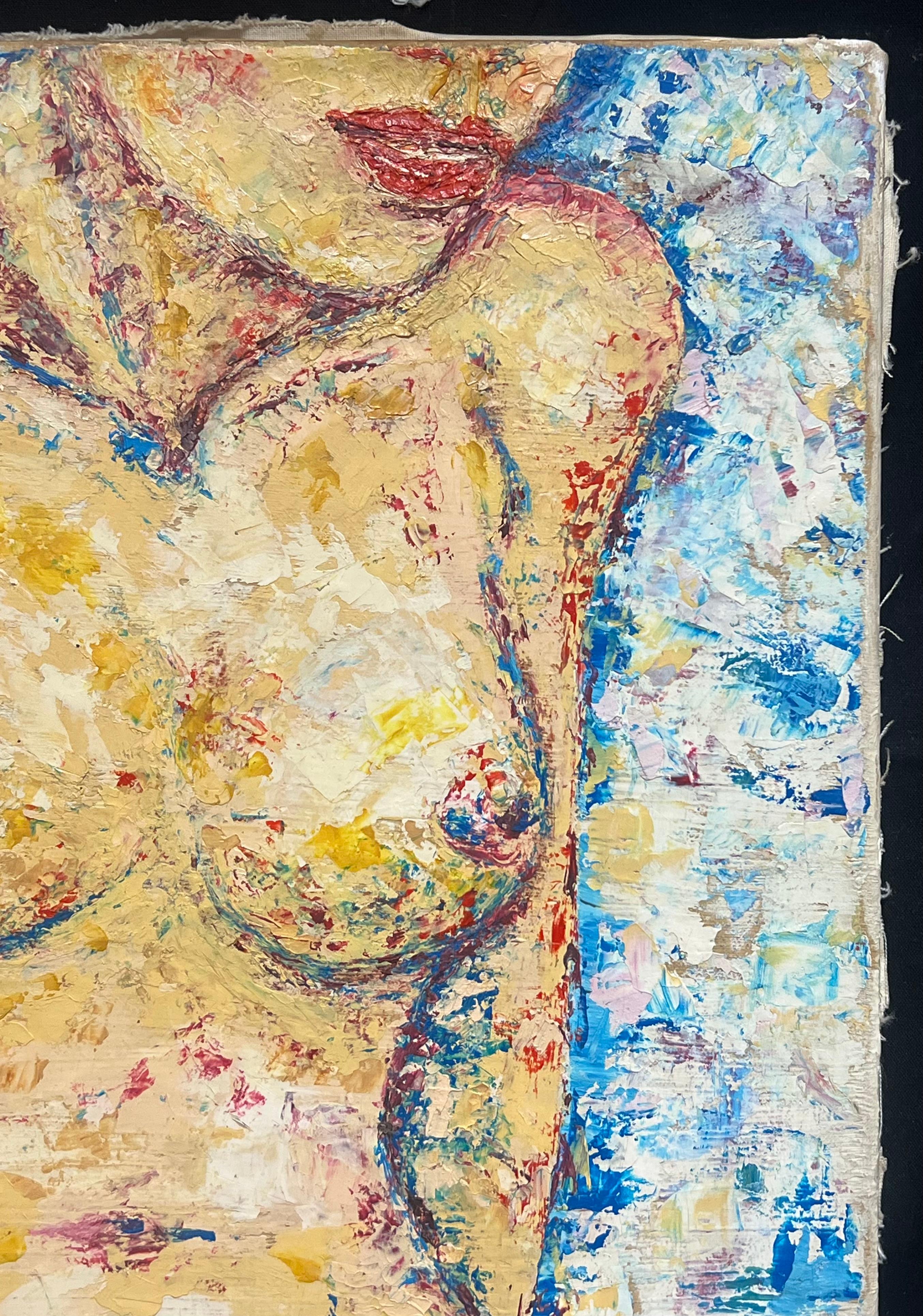 Peinture à l'huile française du 20e siècle, forme féminine nue abstraite, texture audacieuse, expressionniste en vente 4