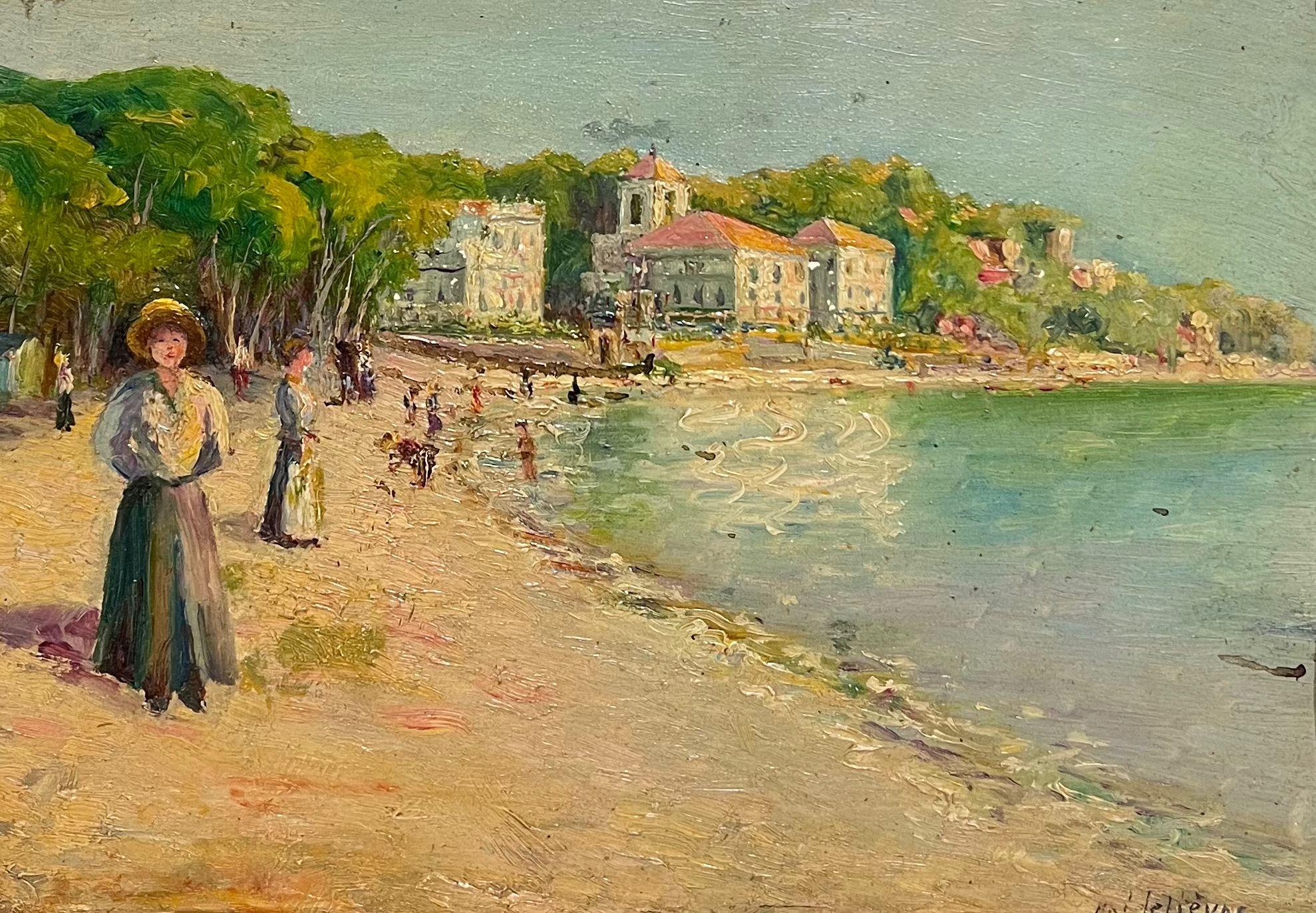 Antique French Impressionist Signed Oil Porto Vecchio Corsica Coastline Townes - Painting di French School