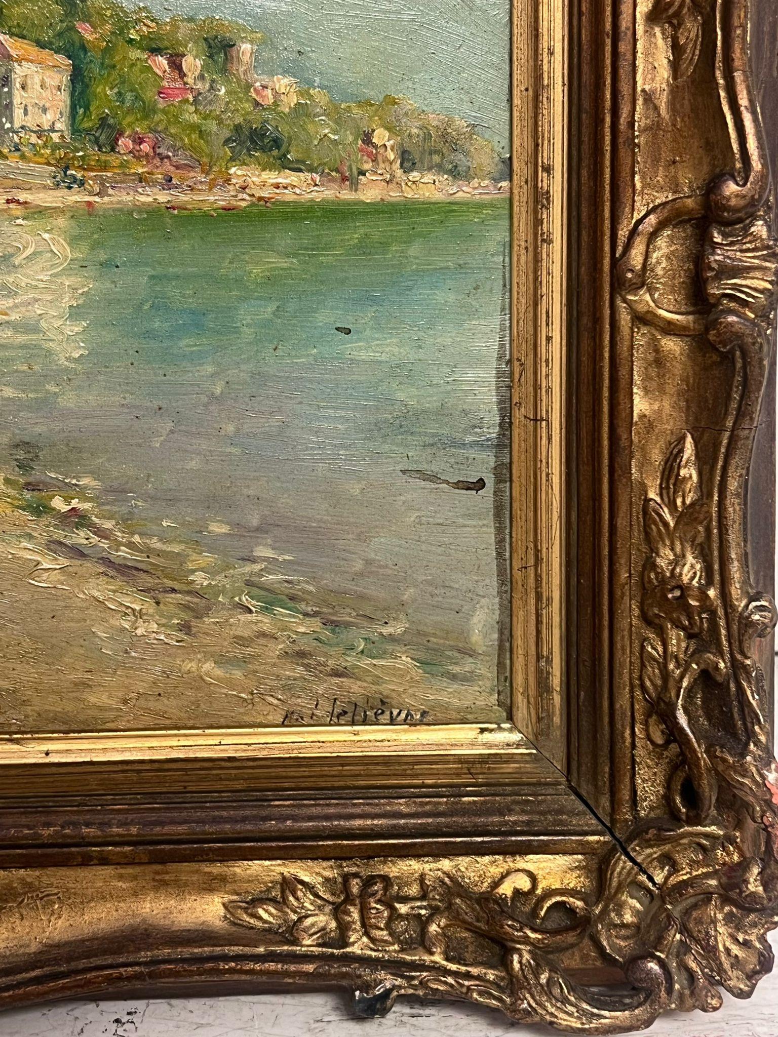 Porto Vecchio, Corsica
Artista impressionista francese, firmato indistintamente 
olio su tavola, incorniciato
incorniciato: 12,5 x 16 pollici
tavola: 9.5 x 13 pollici
provenienza: collezione privata, Francia
condizioni: buone e solide condizioni,