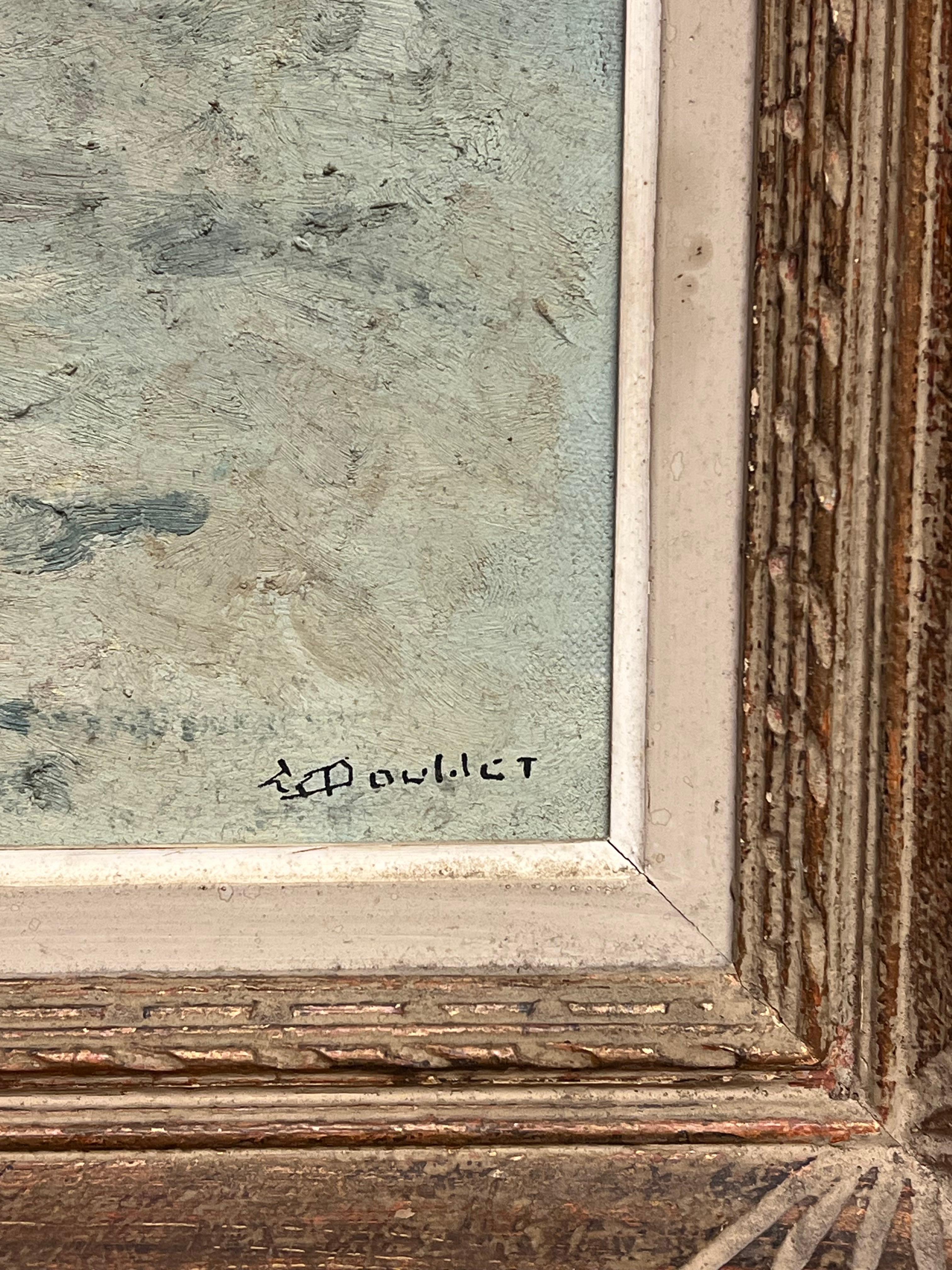 Antique French Impresionista Paisaje invernal Campos nevados Pintura al óleo en venta 6