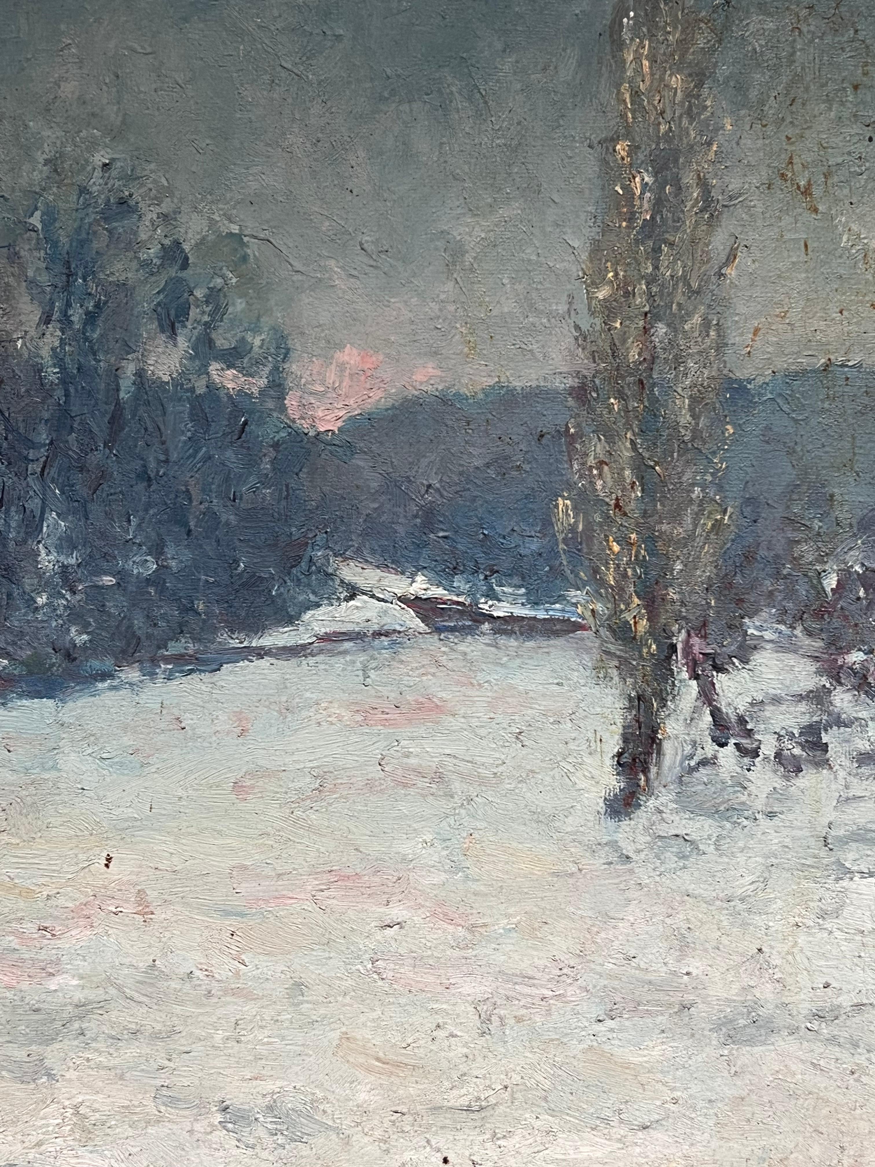Paisaje de invierno
Impresionista francés, principios del siglo XX
firmó Louis Doublet?
óleo sobre lienzo, enmarcado
enmarcado: 24 x 27 pulgadas
lienzo : 18 x 22 pulgadas
Procedencia: colección privada, Francia
Estado: muy buen