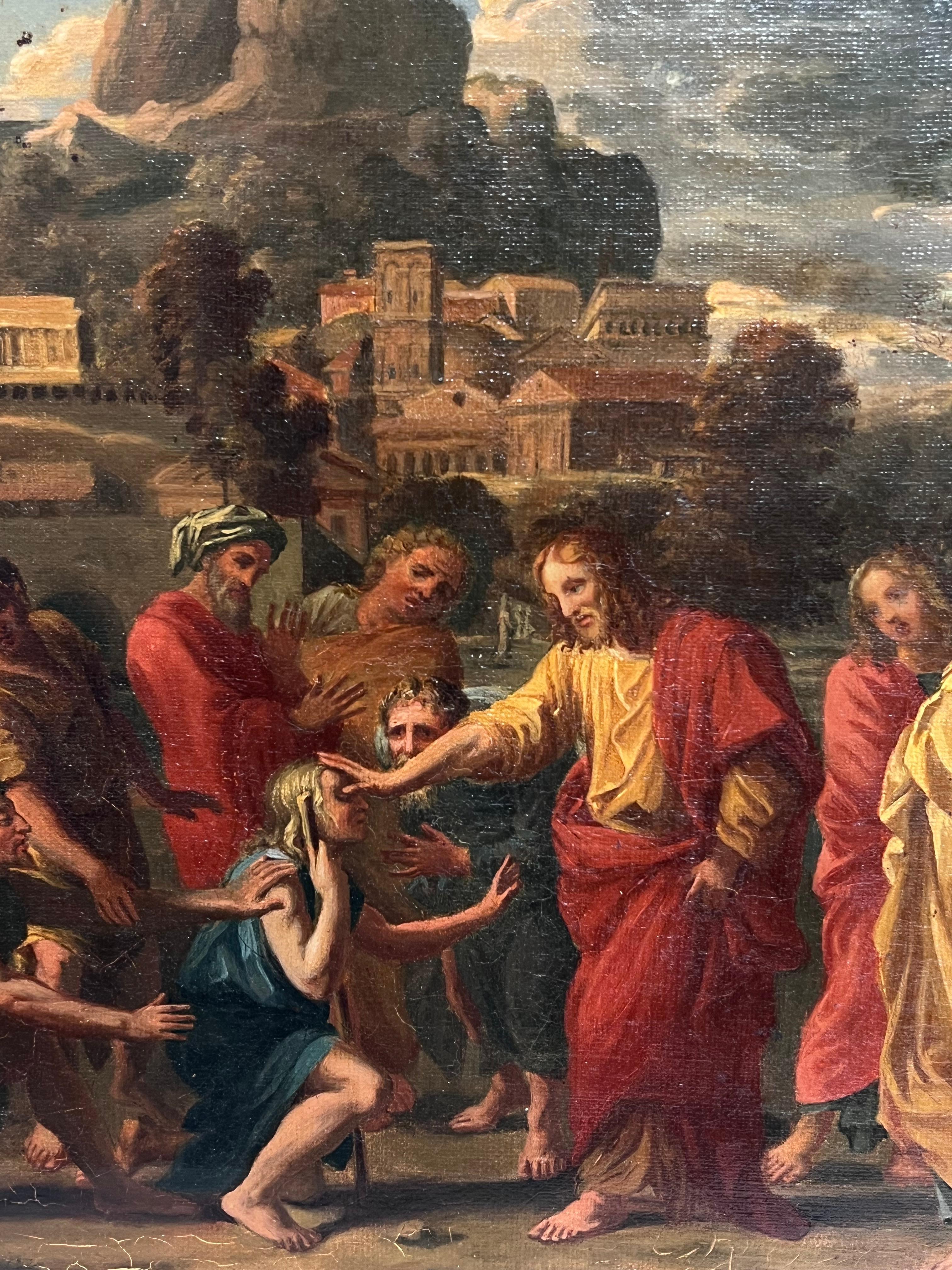 Antique French Old Master Oil Painting Christ Healing the Sick Jersusalem For Sale 7