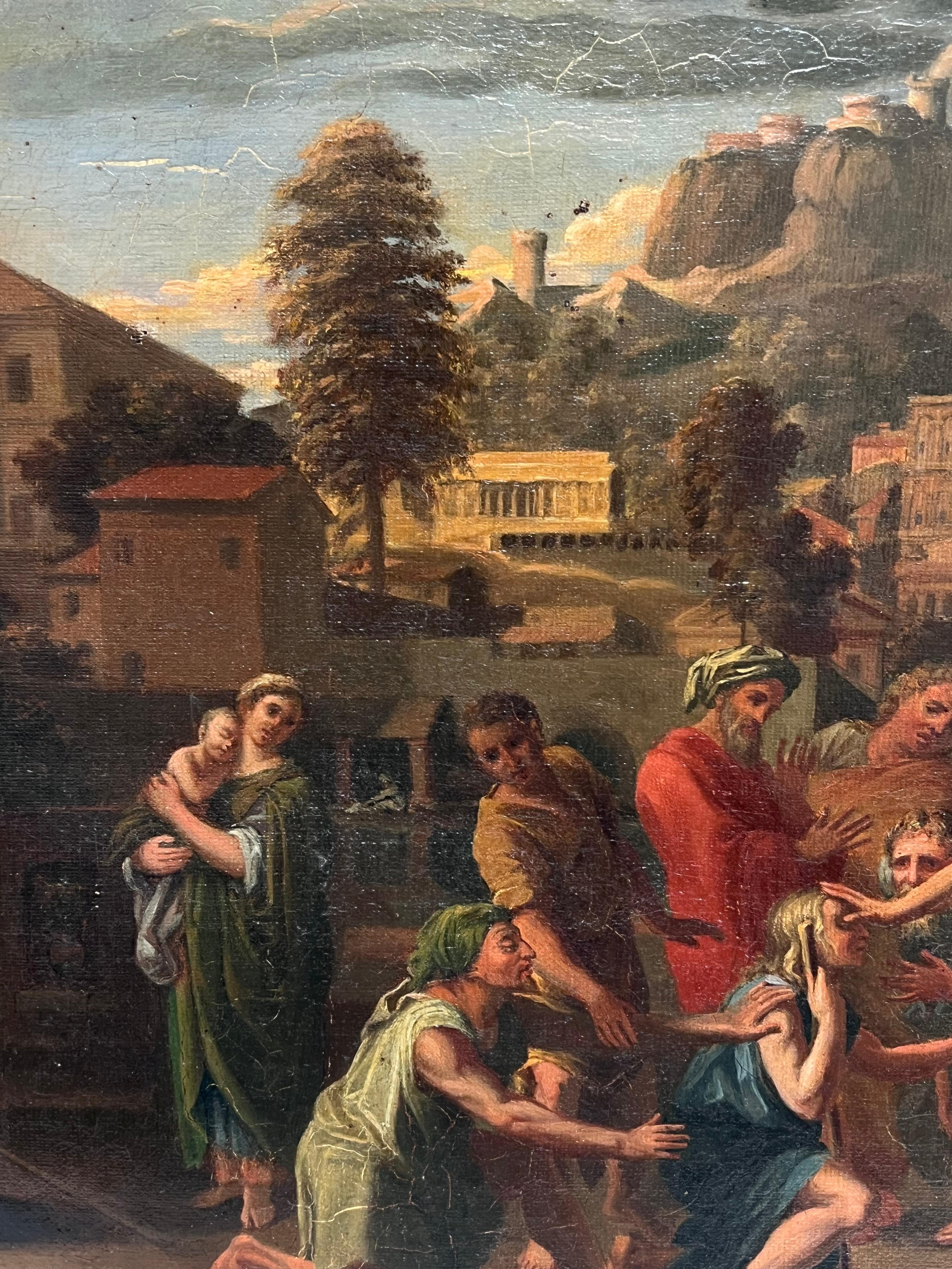Antique French Old Master Oil Painting Christ Healing the Sick Jersusalem For Sale 8
