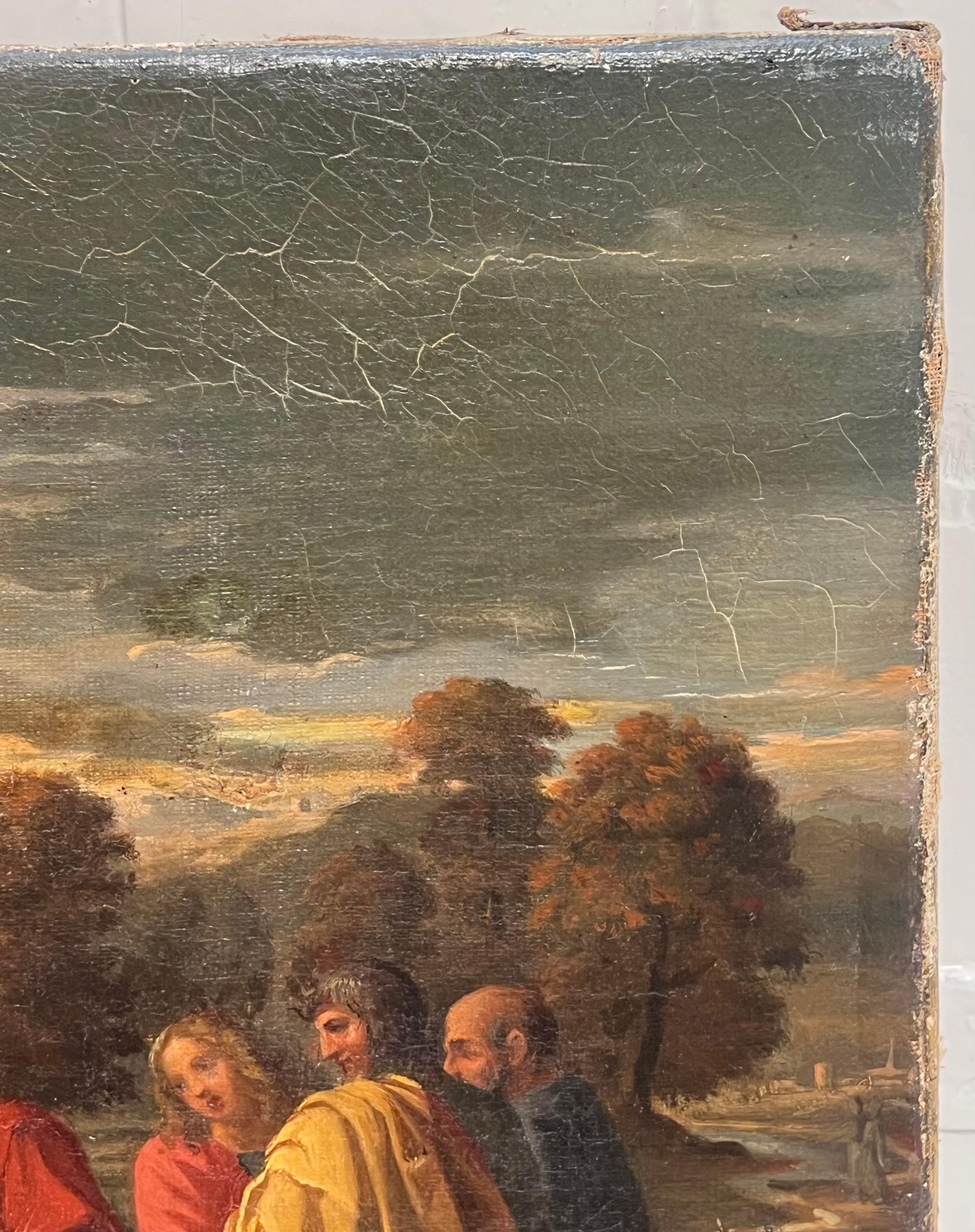 Antique French Old Master Oil Painting Christ Healing the Sick Jersusalem For Sale 4