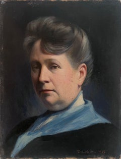 Antique French Portrait of a Lady Oil on Panel, Signed & Dated 1915