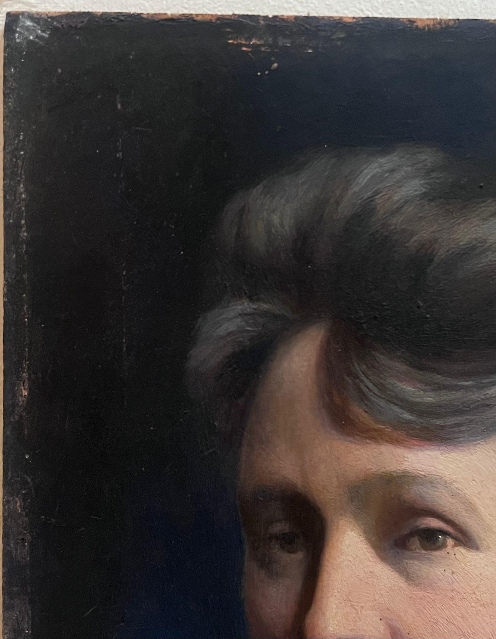 Ritratto di una signora
Artista francese, firmato e datato 1915
olio su pannello
tavola: 13,75 x 10,5 pollici
provenienza: collezione privata, Francia
condizioni: graffi sui bordi dovuti a una precedente incorniciatura, ma in generale condizioni