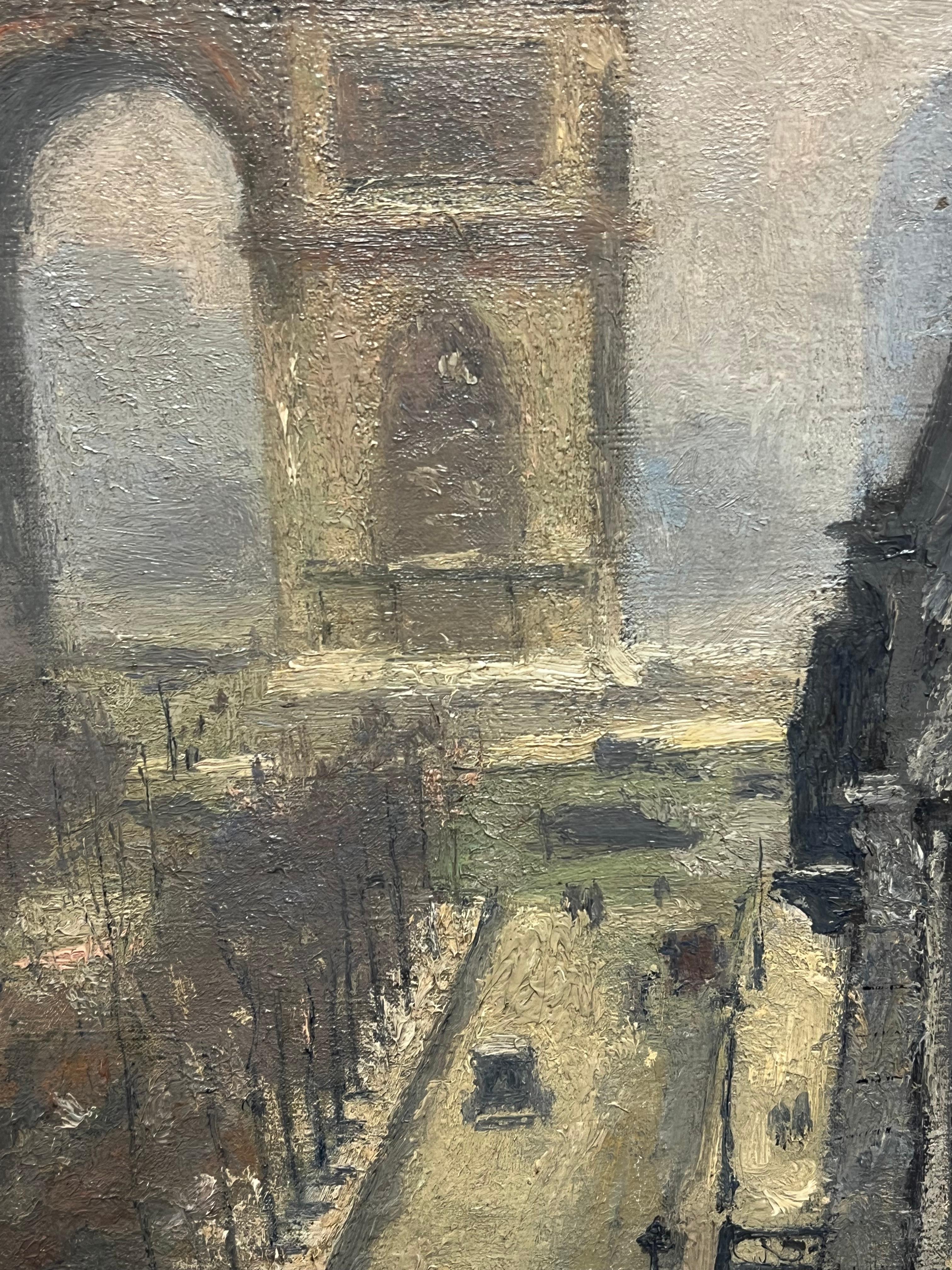 The Arc de Triomphe, Paris
French Impressionist, circa 1890-1900
indistinctly signed 
oil on canvas, unframed
canvas : 20 x 24 inches
Provenance: private collection, France
Condition: very good condition

Description:
This evocative impressionist