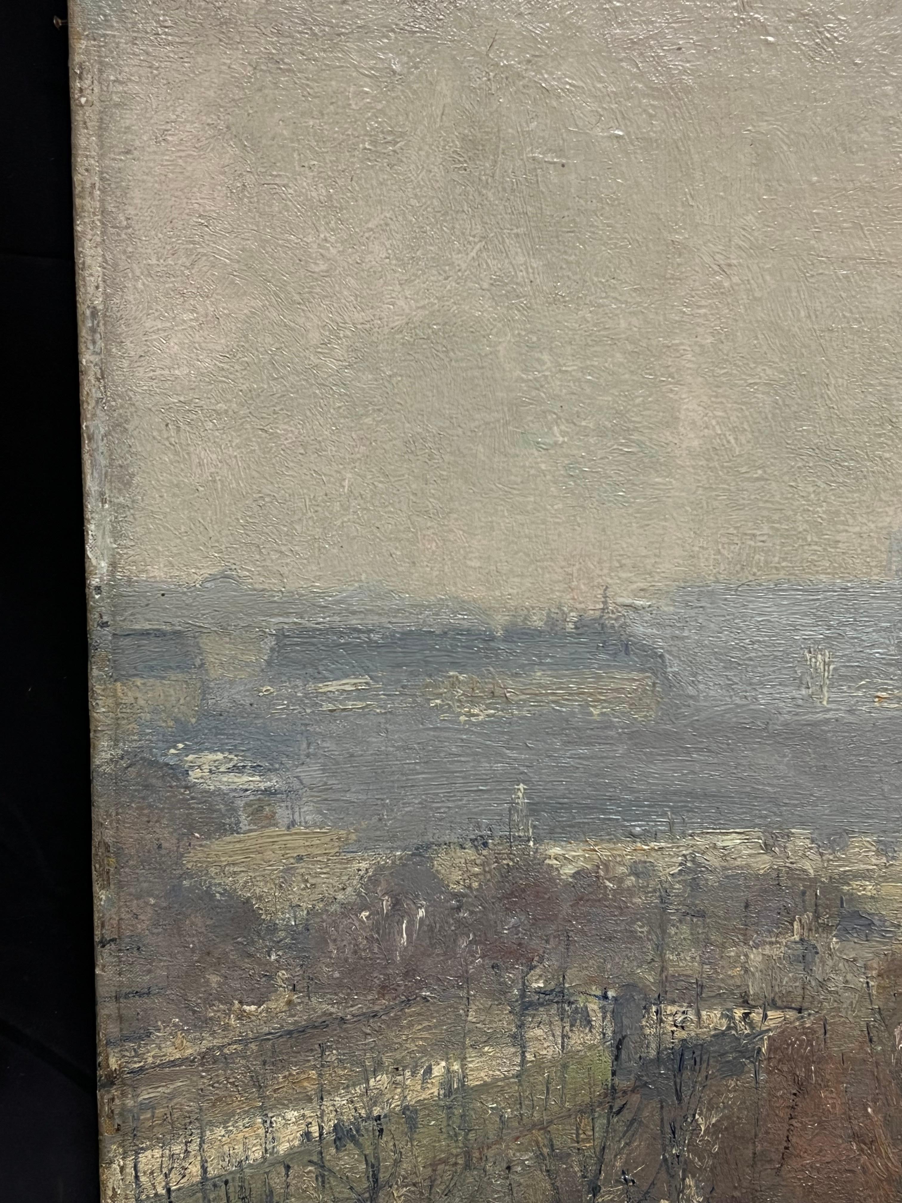 Antique Original French Impressionist Oil Painting The Arc de Triomphe Paris For Sale 2