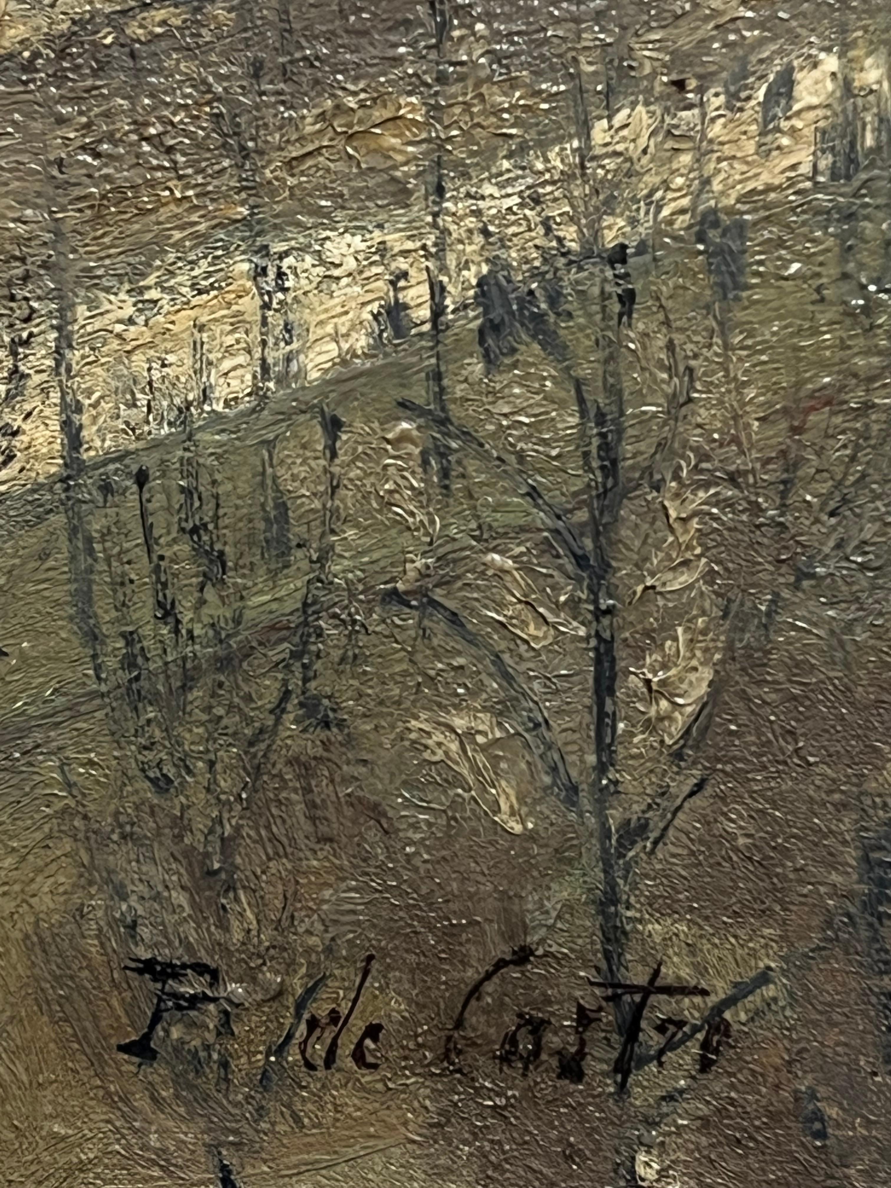 Antique Original French Impressionist Oil Painting The Arc de Triomphe Paris For Sale 4