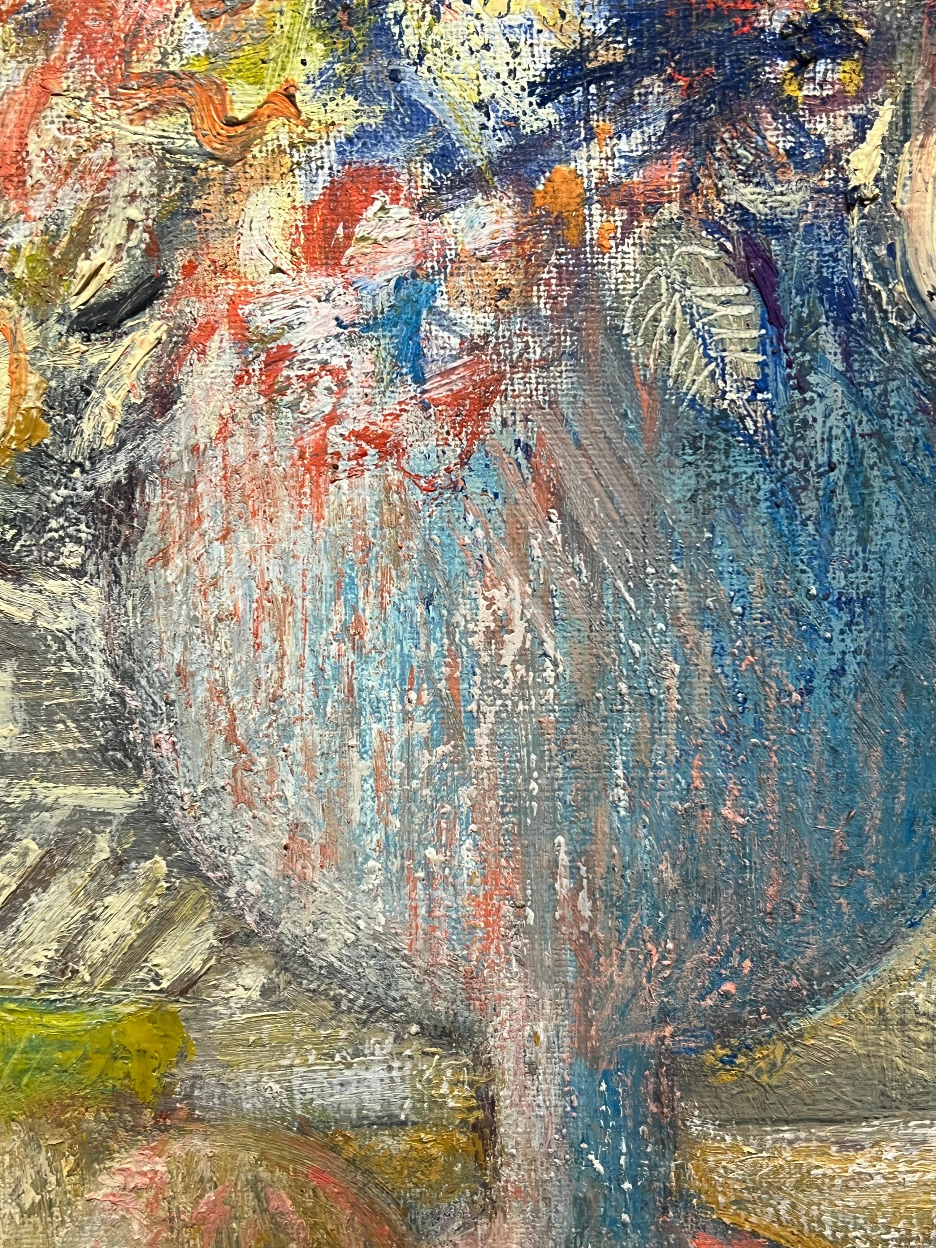 Bellissima natura morta impressionista con fiori e agrumi vibranti Artista francese in vendita 1