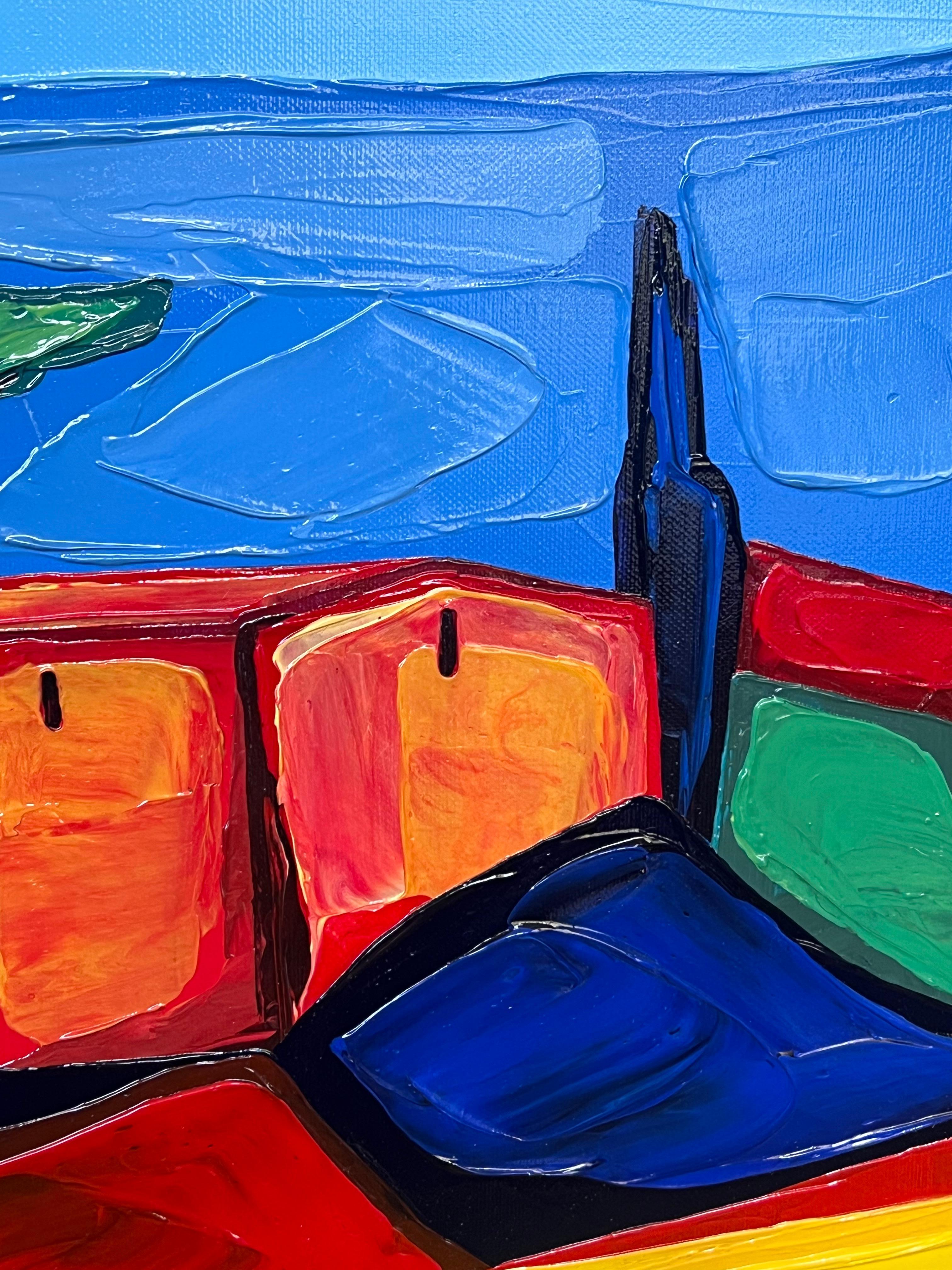 Biot Sud della Francia Provenza Paesaggio bruciato dal sole Pittura colorata - Painting di French School