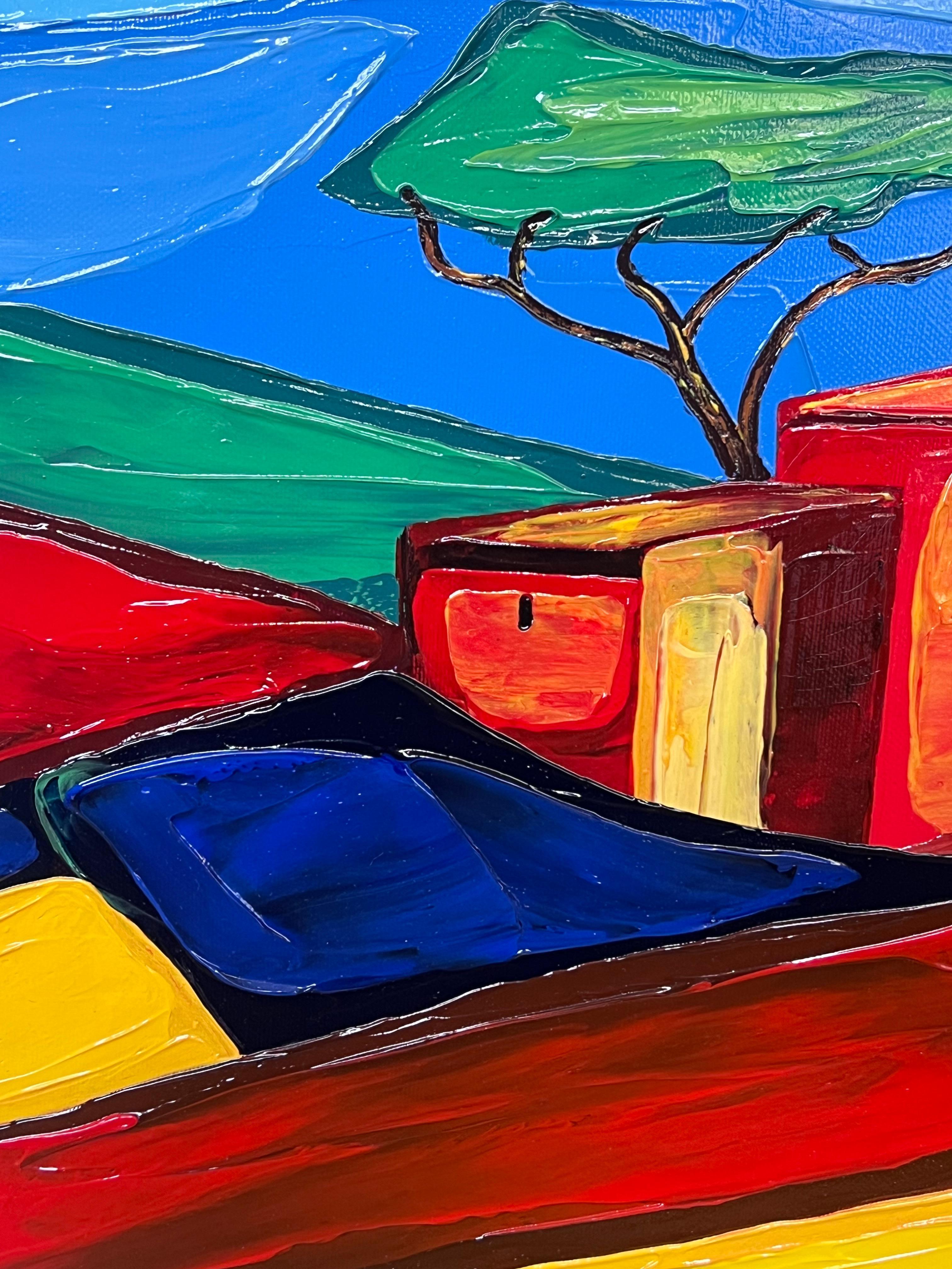 Biot Sud della Francia Provenza Paesaggio bruciato dal sole Pittura colorata - Painting Postimpressionismo di French School