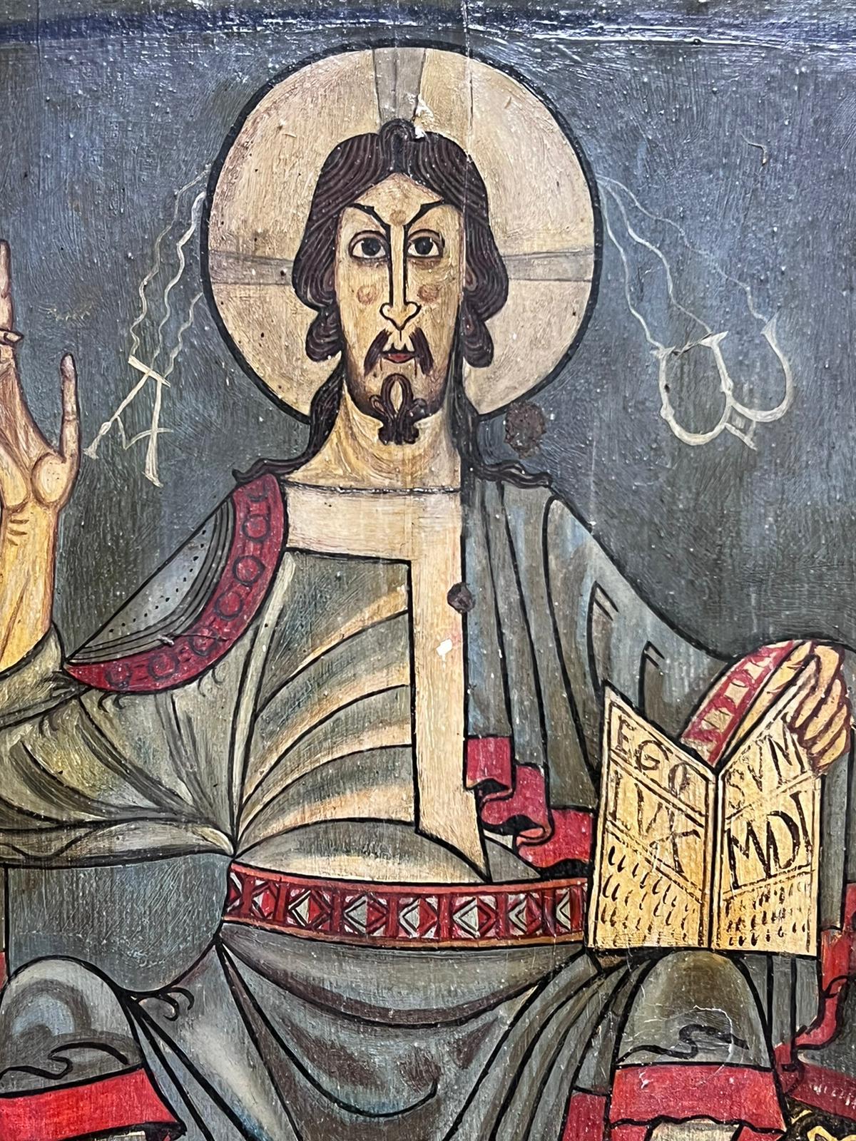 Byzantine Style Icon Painting Christ in Majesty Oil Painting on Wood Panel 1