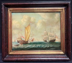 Classic Marine Oil Painting Naval Engagement Battle at Sea signed oil painting