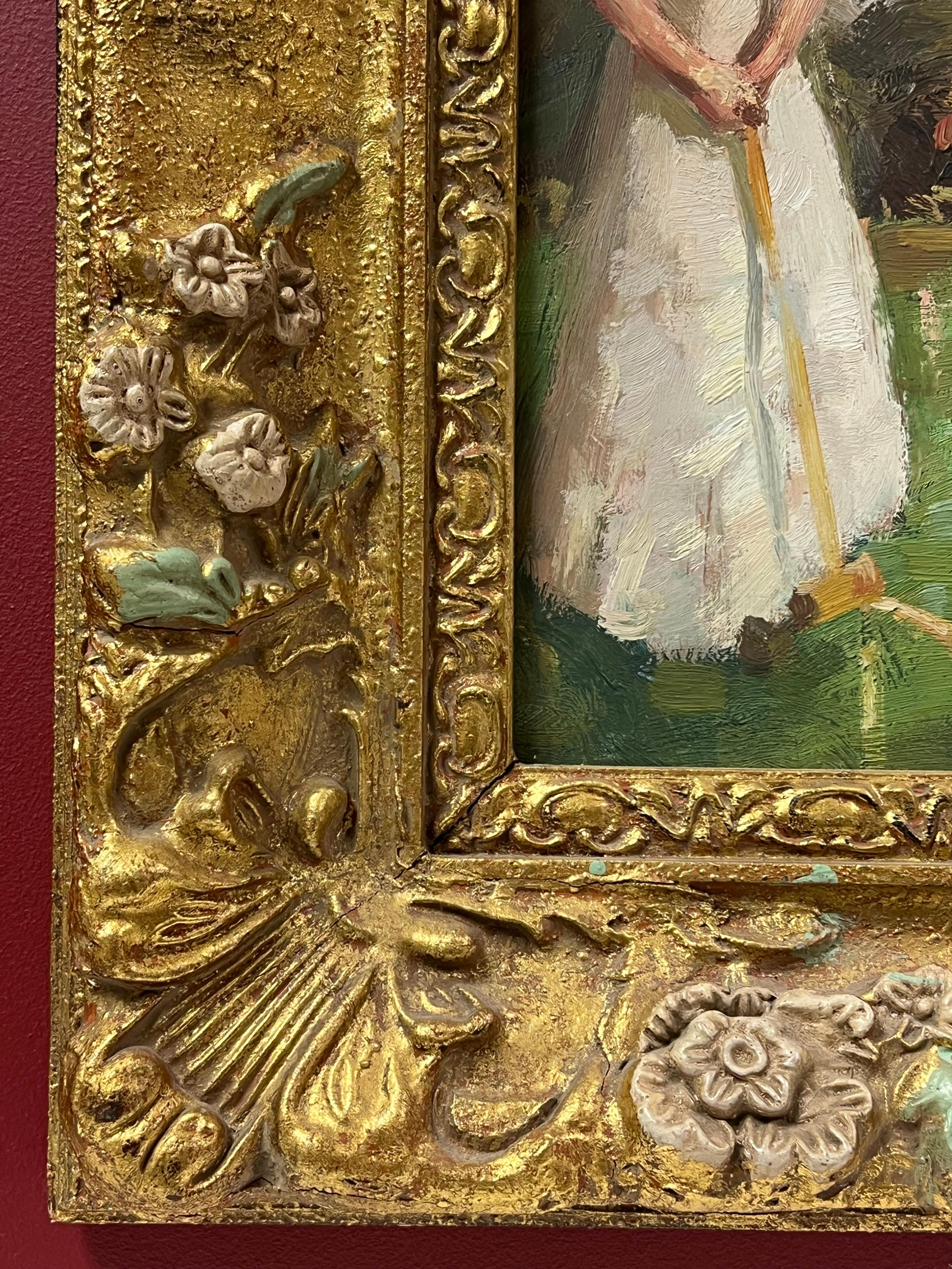 Elegantes Damas Jugando al Croquet Escena de Época Belle Epoque Impresionista Francesa 1