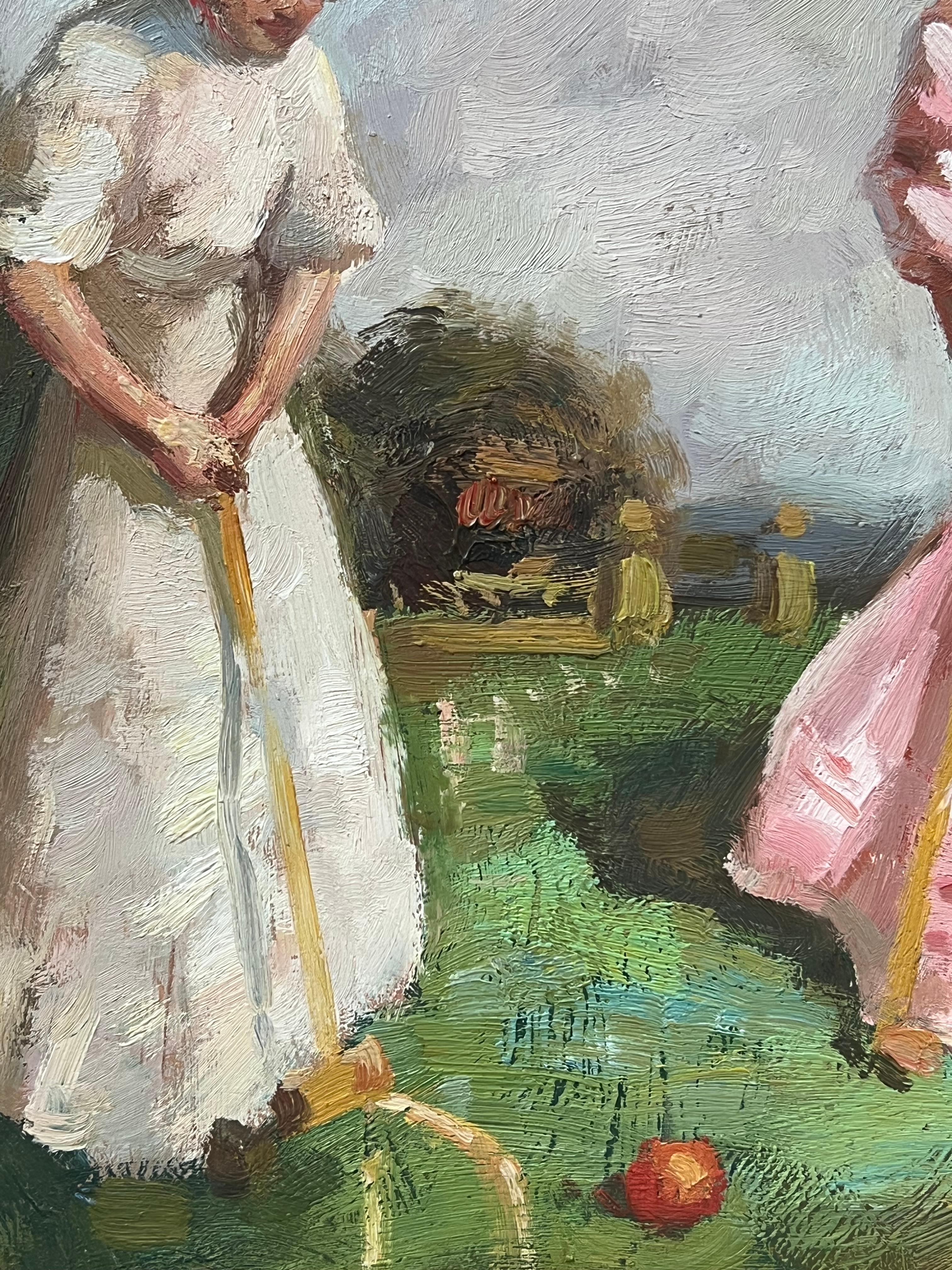 Elegantes Damas Jugando al Croquet Escena de Época Belle Epoque Impresionista Francesa 2