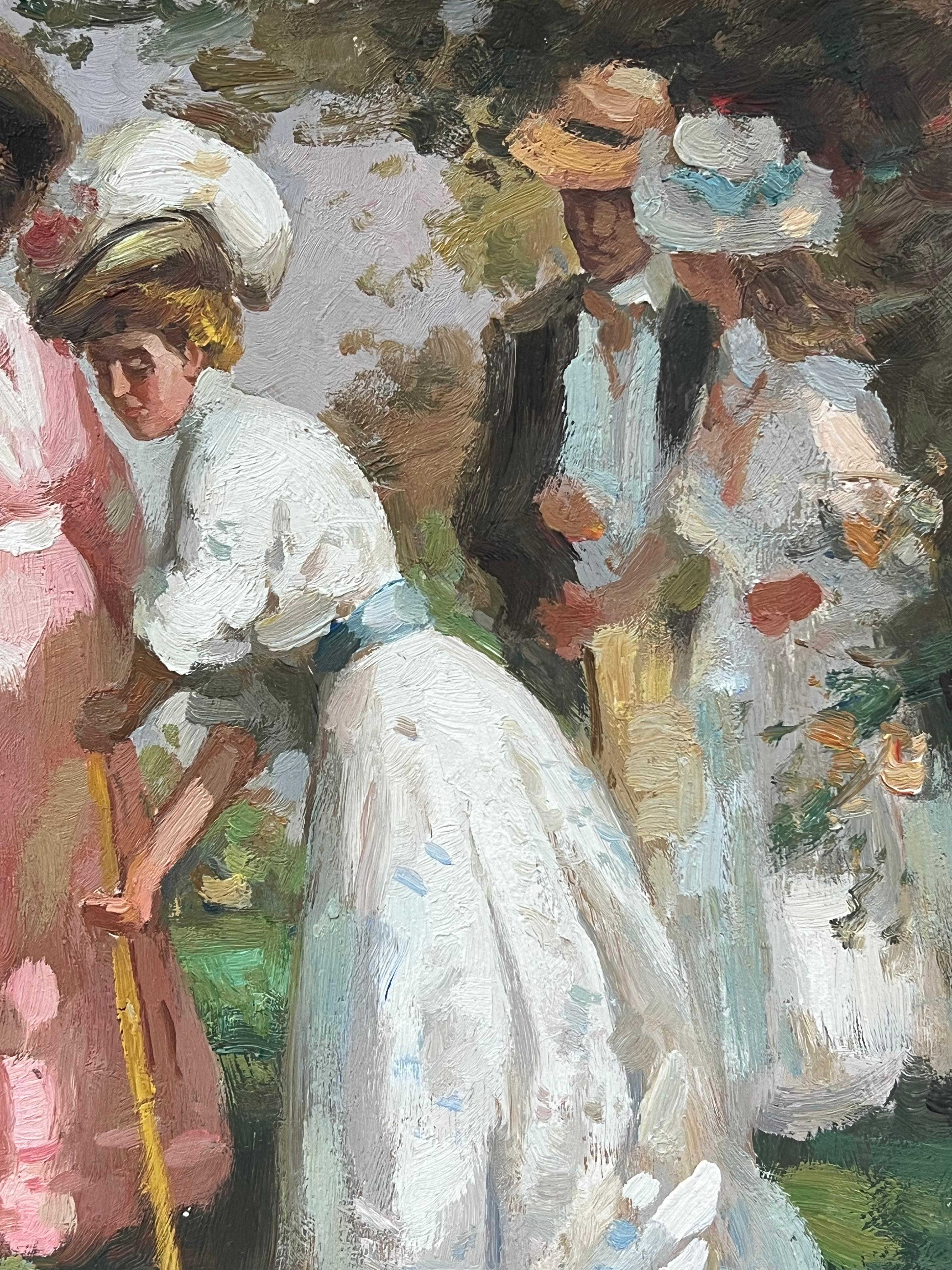 Elegantes Damas Jugando al Croquet Escena de Época Belle Epoque Impresionista Francesa 5