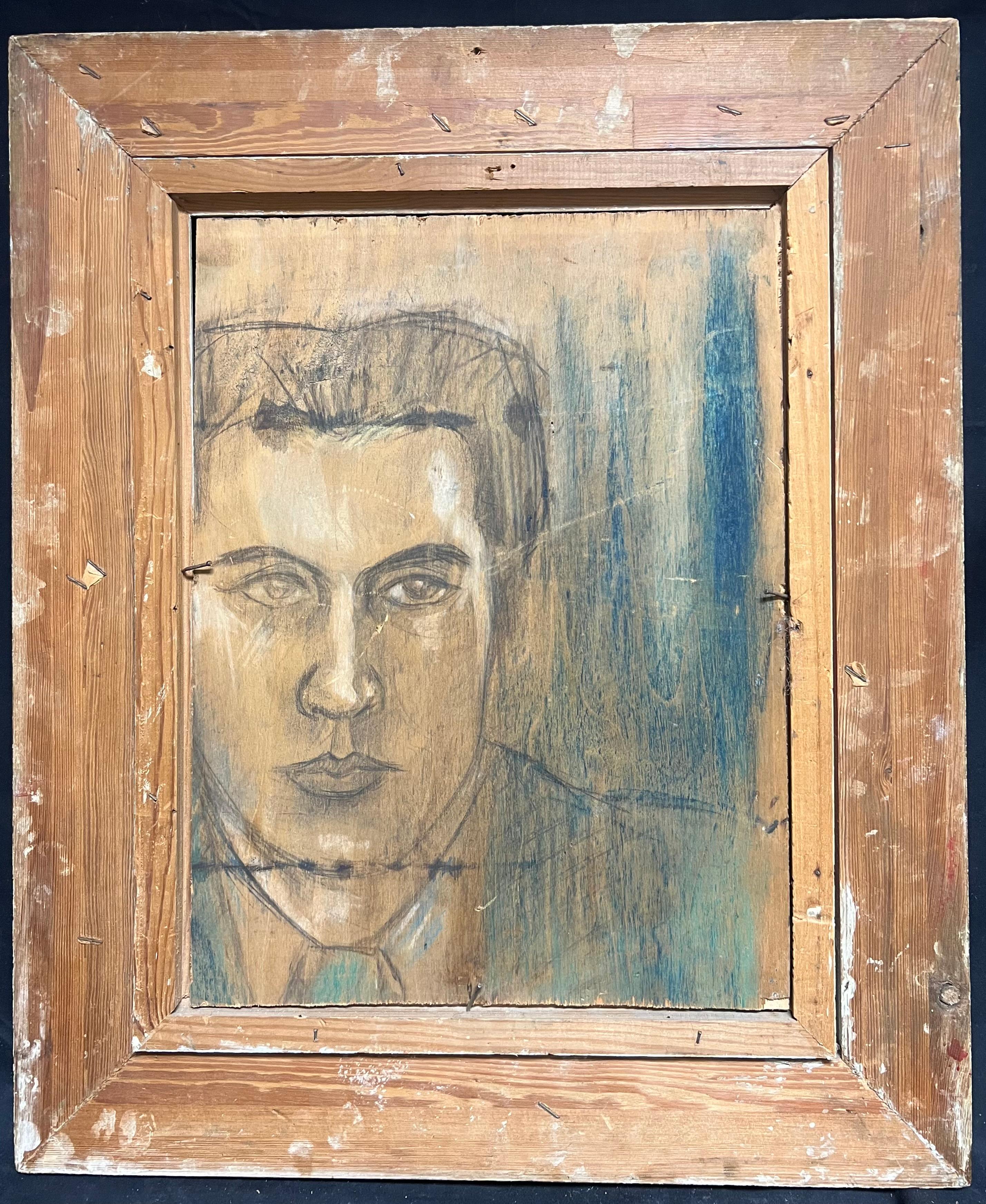 Expresivo retrato francés de mujer de mediados de siglo con marco dorado ornamentado 1