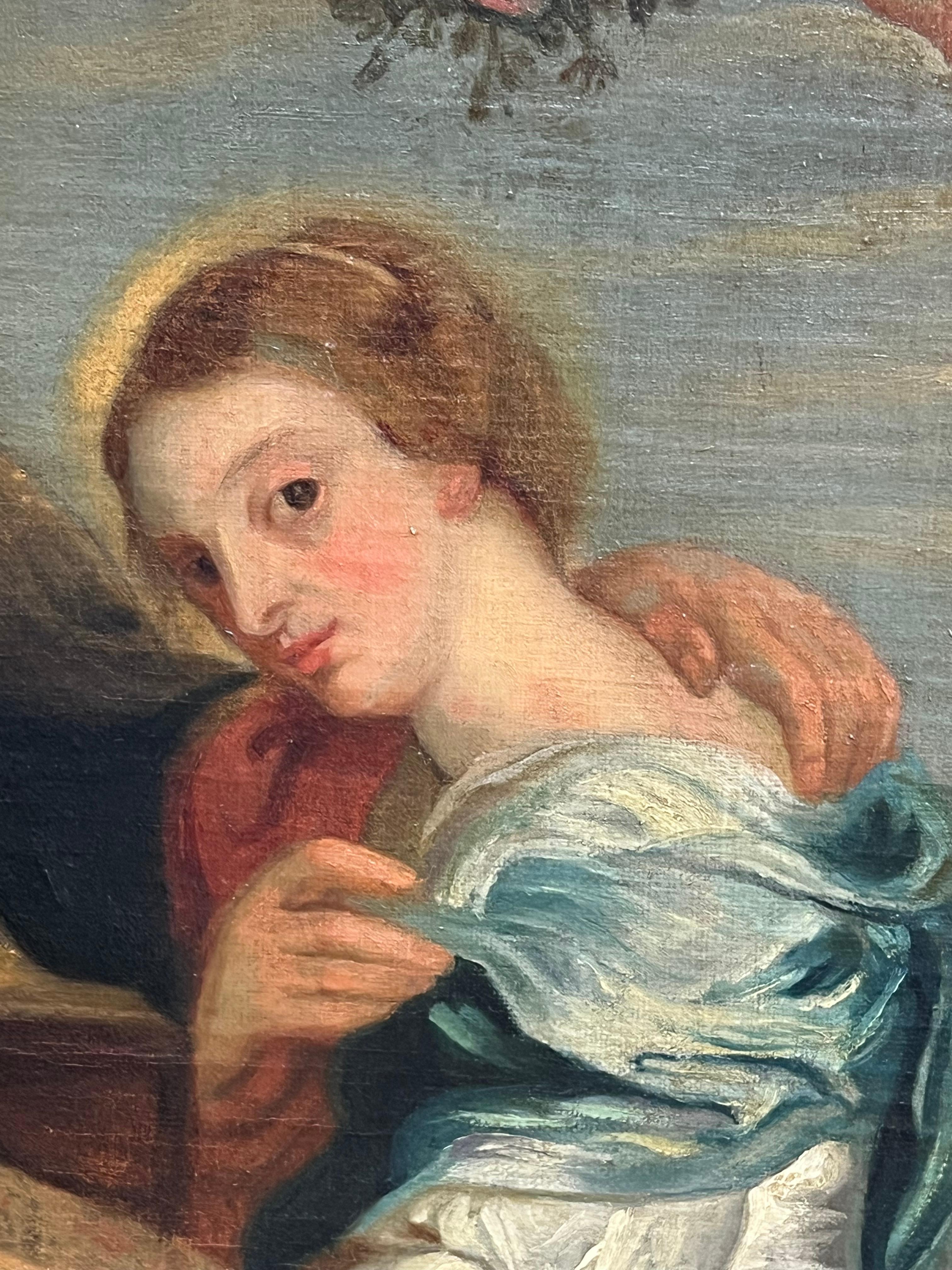 Family Devotion with Cherubs 18th Century Old Master Oil Painting after Rubens For Sale 7