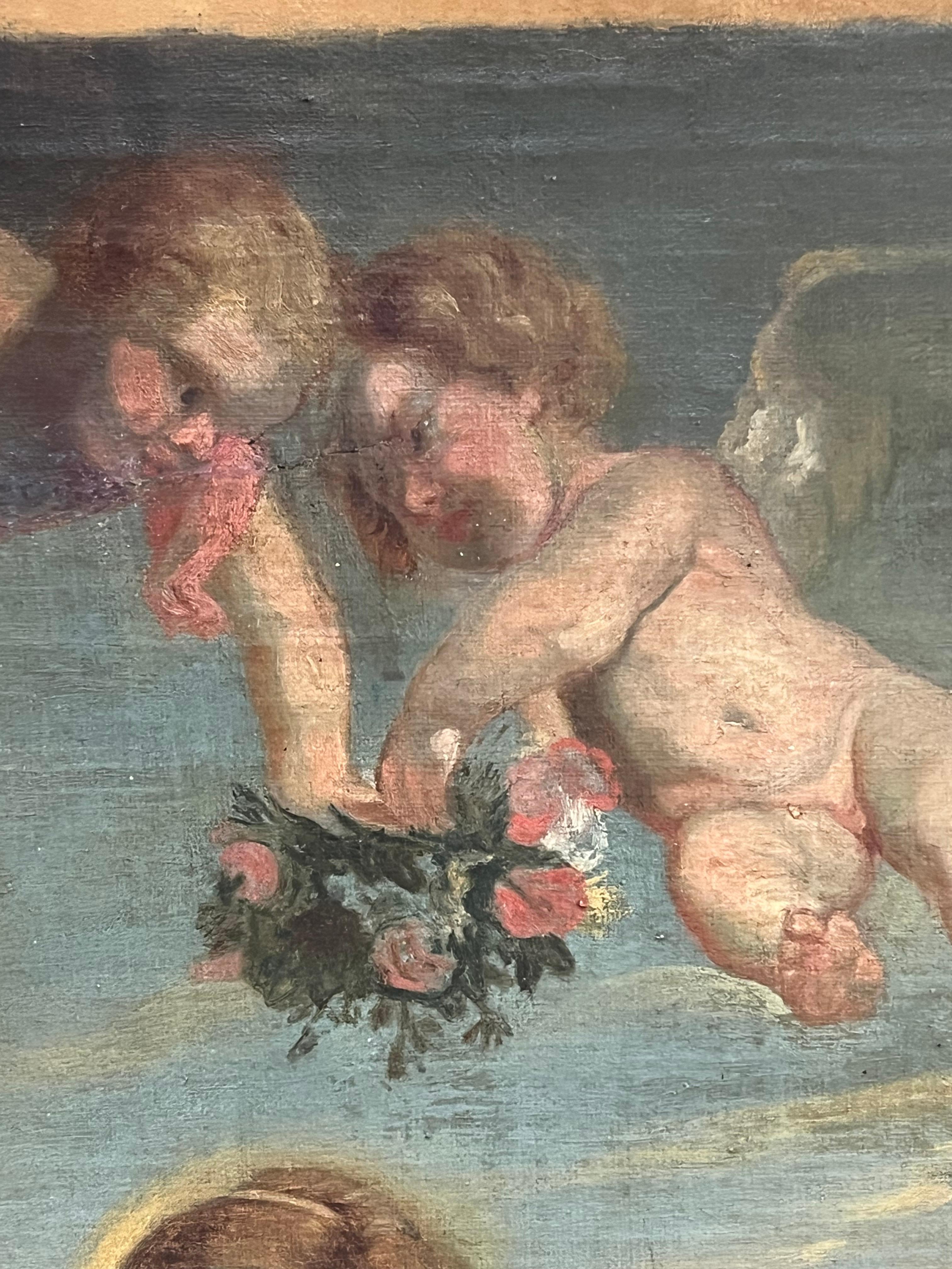 Family Devotion with Cherubs 18th Century Old Master Oil Painting after Rubens For Sale 5