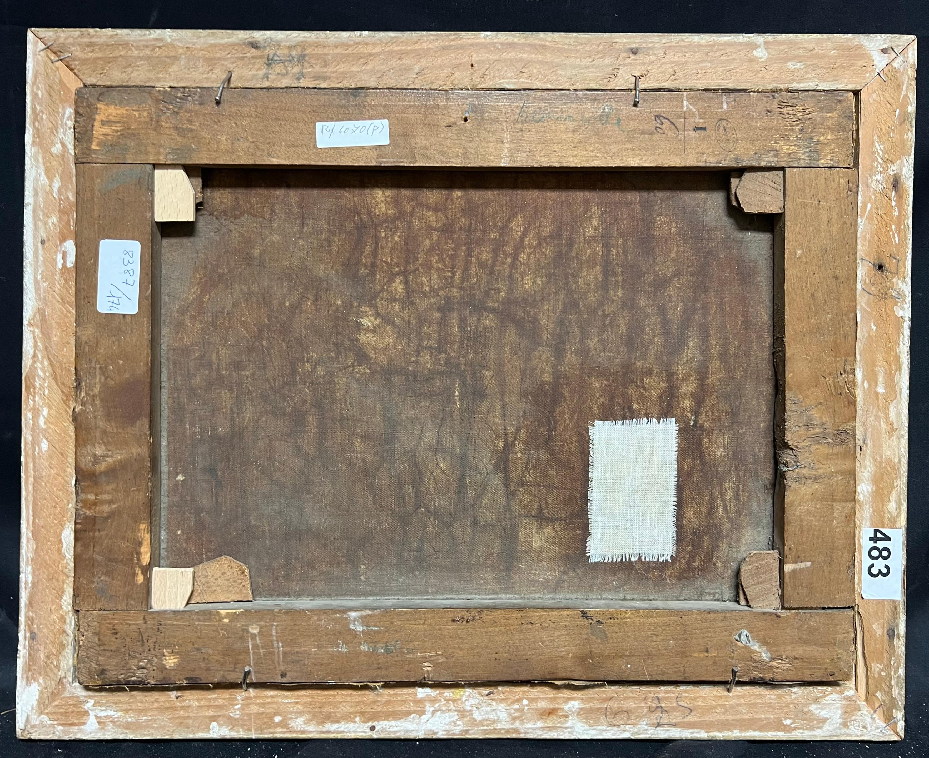 Olio francese del 1800  Figure di rovine monastiche Ruscello Paesaggio bucolico in vendita 7