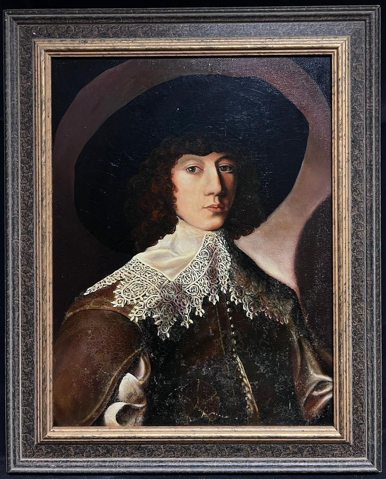 Feines Ölgemälde, Porträt eines französischen aristokratischen Gentleman aus dem 17. Jahrhundert   – Painting von French School