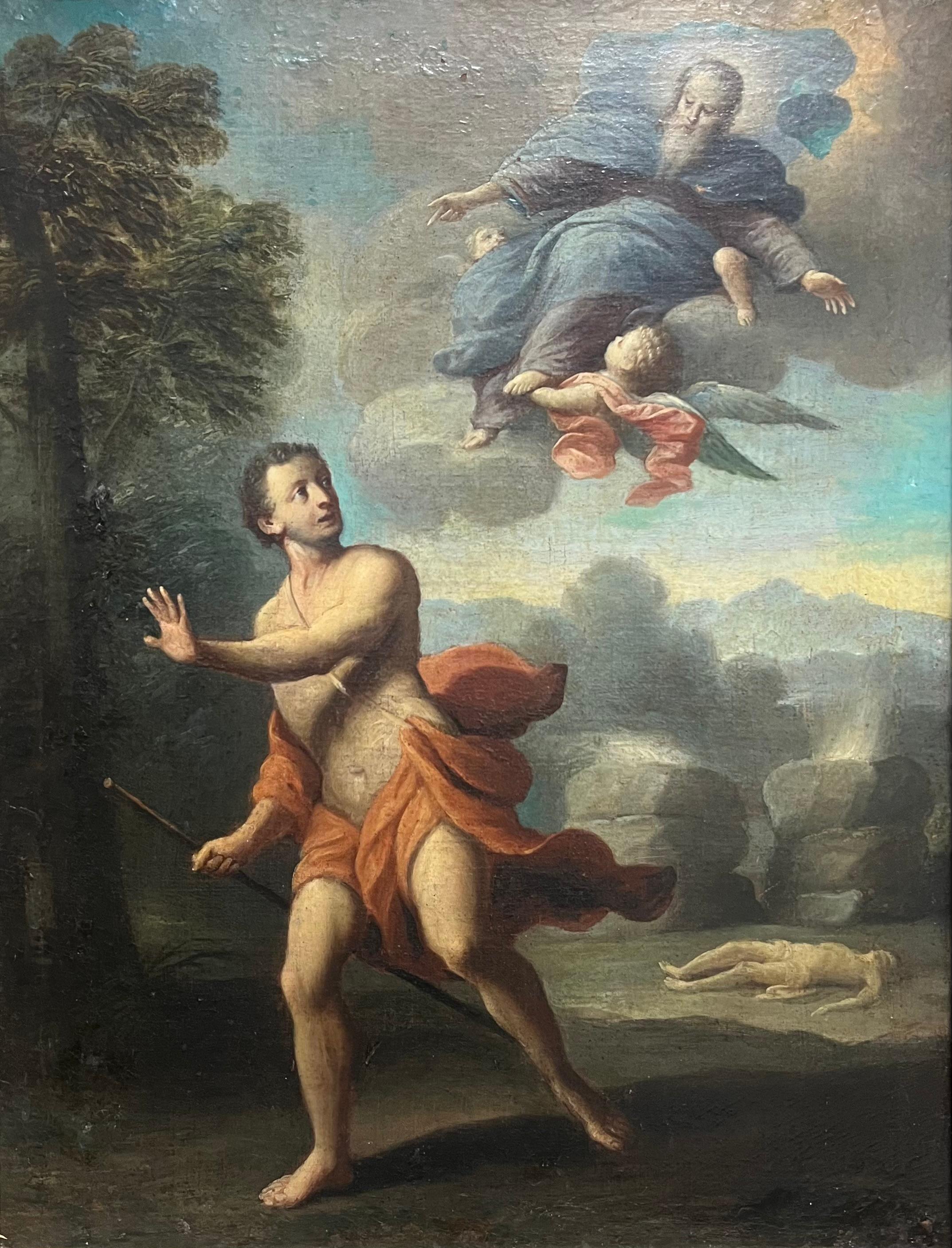 French 17th Century Baroque Period Old Master Pintura al óleo Figura de tiro con arco - Painting Barroco de French School