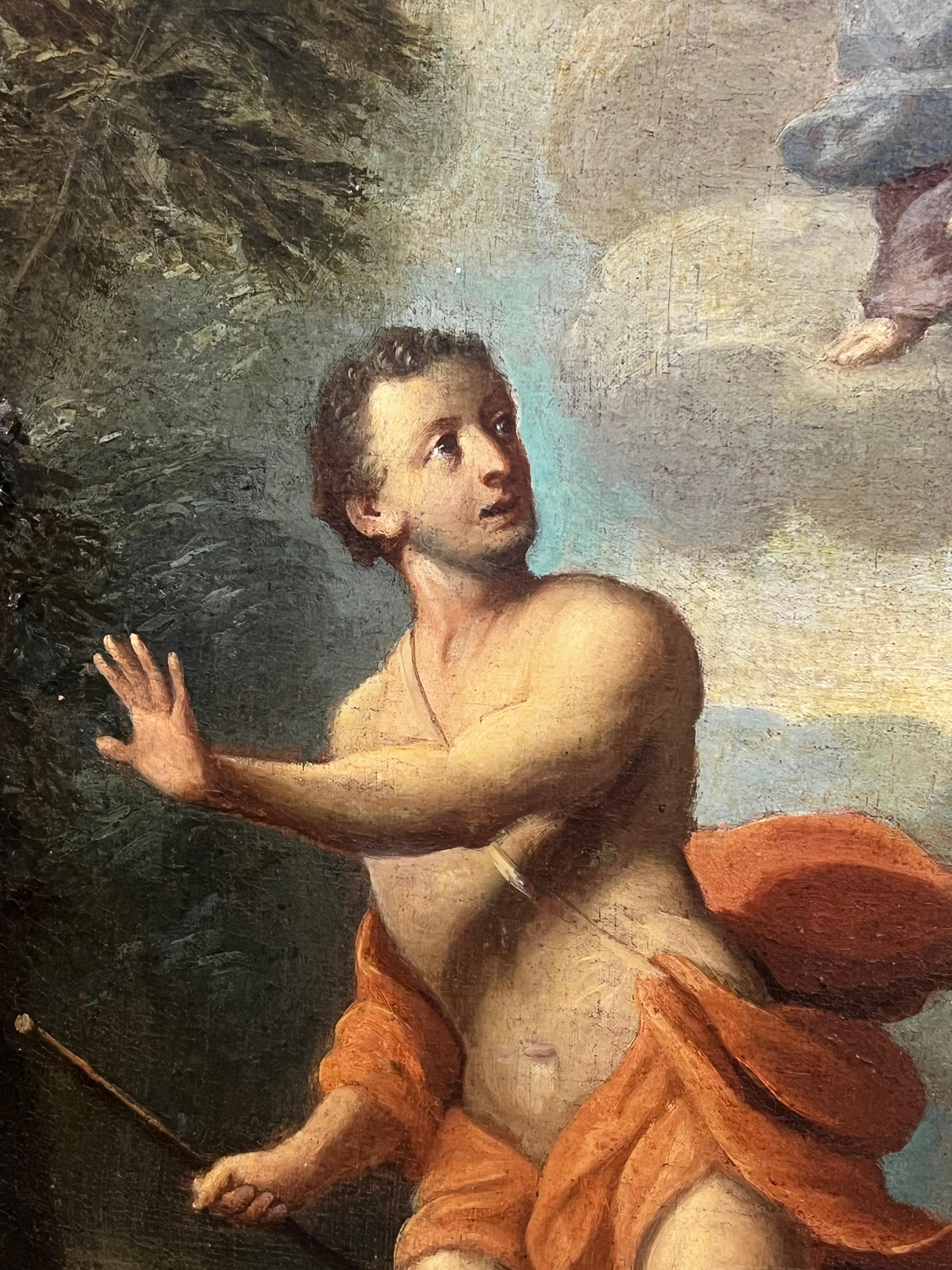 French 17th Century Baroque Period Old Master Pintura al óleo Figura de tiro con arco en venta 1