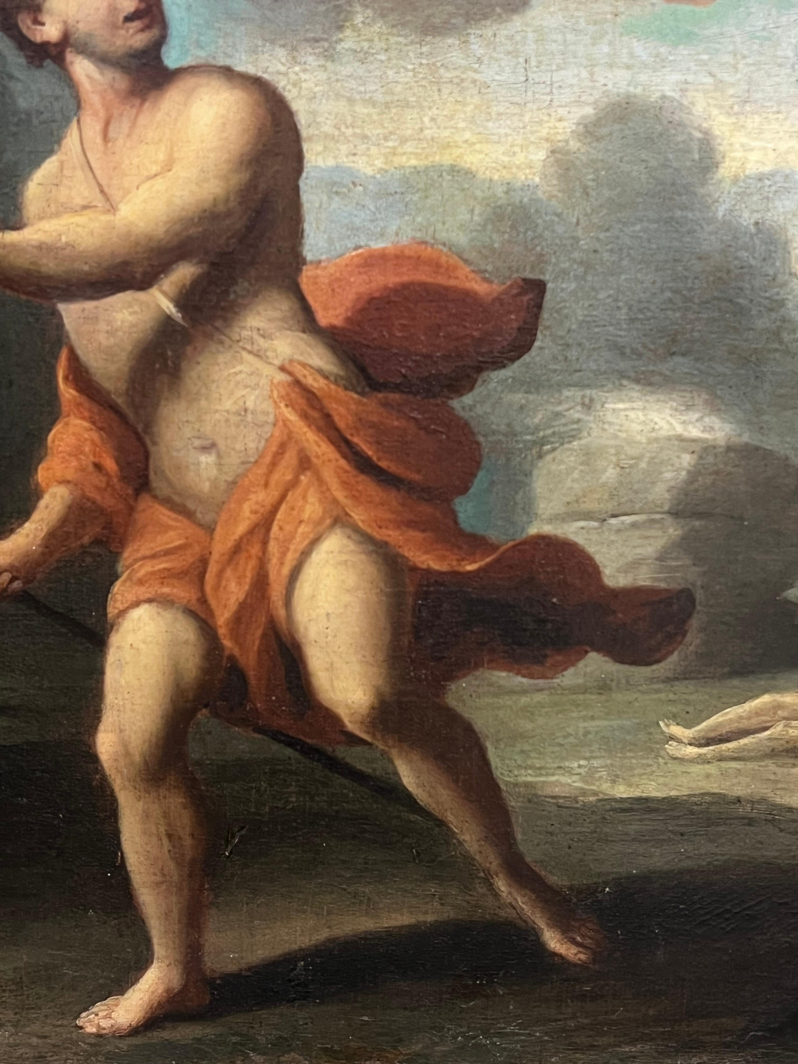 French 17th Century Baroque Period Old Master Pintura al óleo Figura de tiro con arco en venta 2