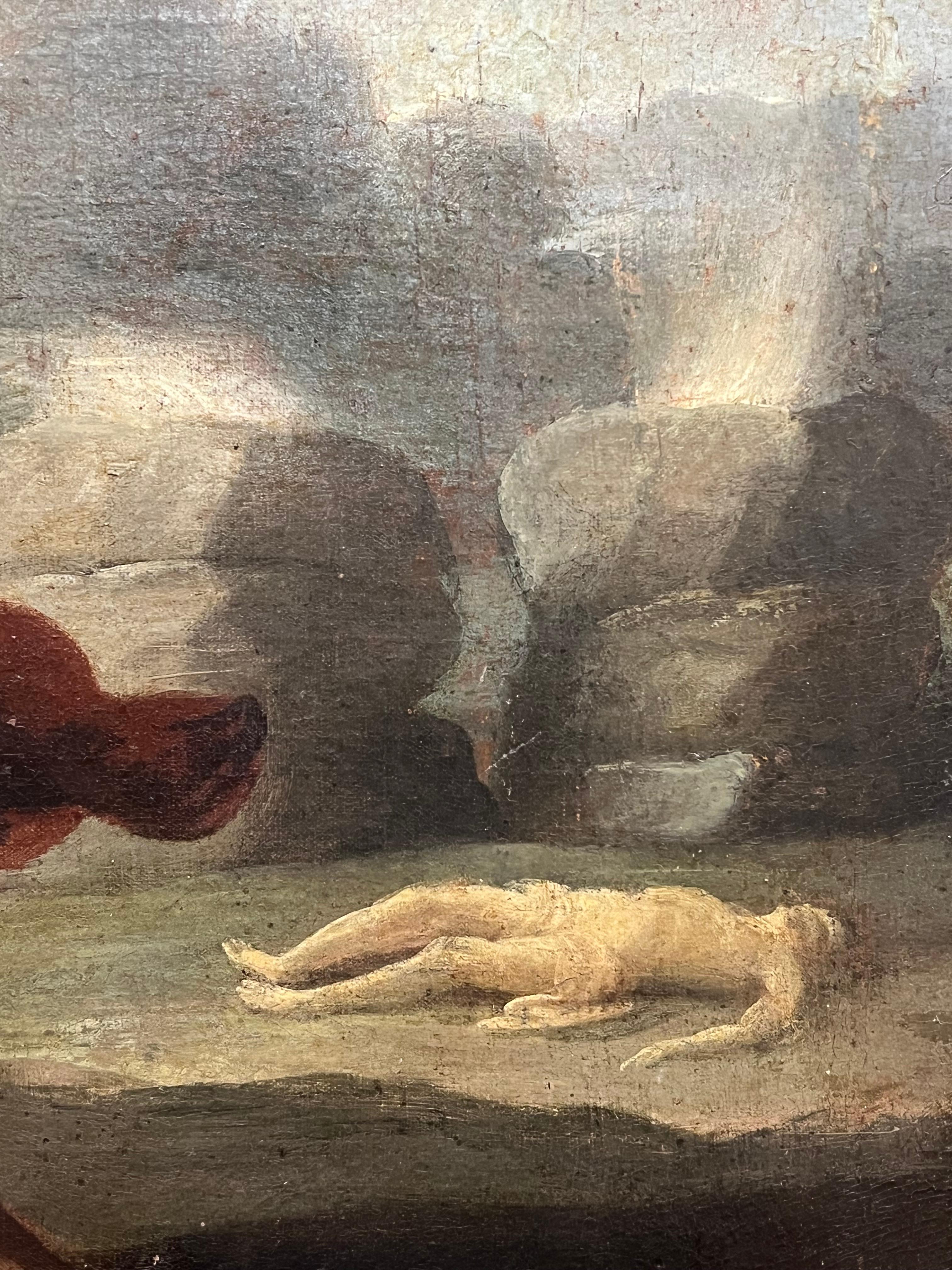 French 17th Century Baroque Period Old Master Pintura al óleo Figura de tiro con arco en venta 4