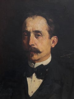 French Distinguished Gentleman in Formal Attire Classical Portrait Oil Painting