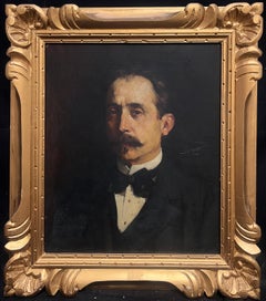 French Distinguished Gentleman in Formal Attire Classical Portrait Oil Painting