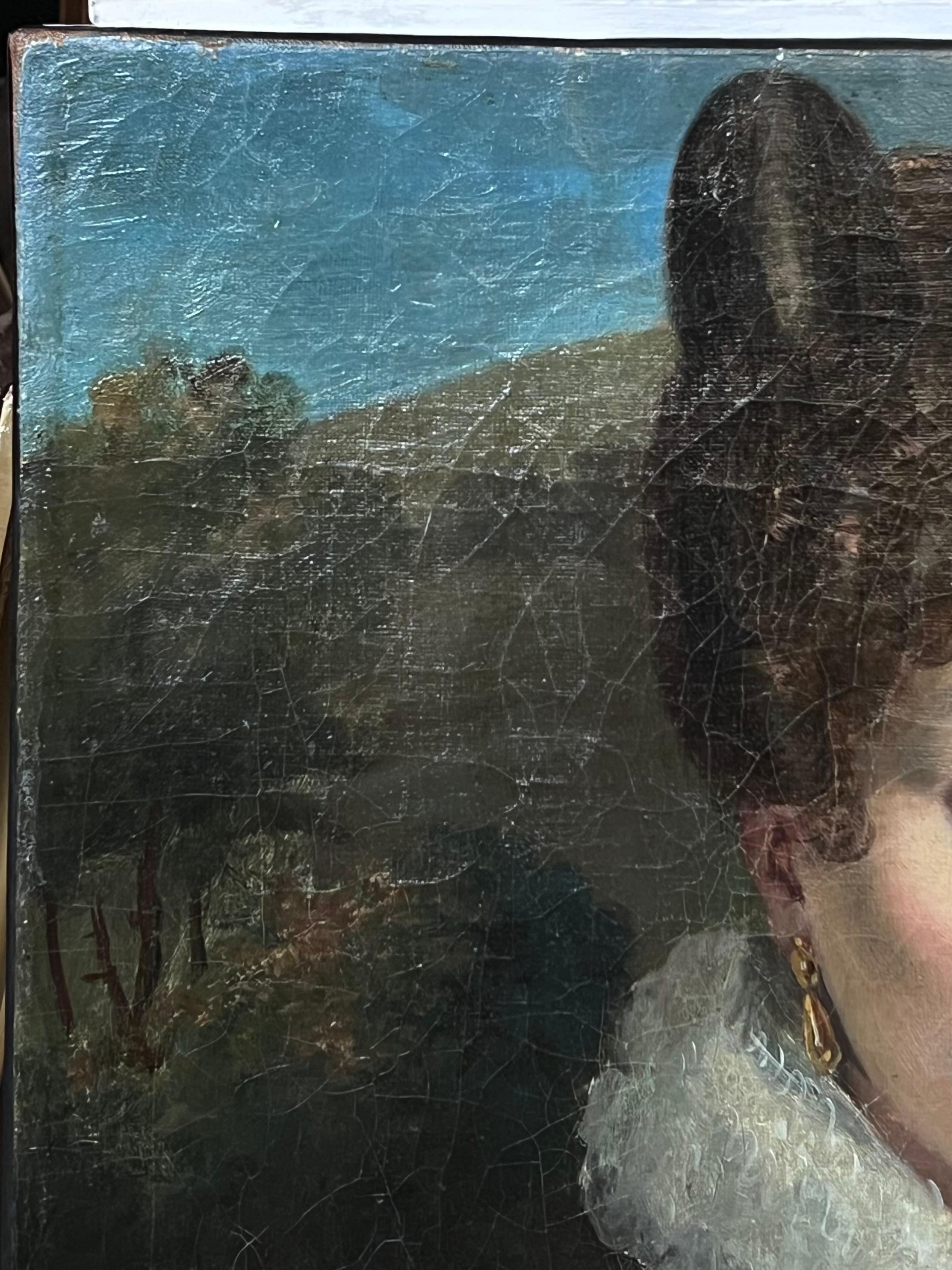 Periodo Imperio Francés Retrato de Joven a la Moda Pintura al Óleo Antigua en venta 3