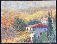 French Impressionist Signed Oil Painting Provencal Landscape with Stone House