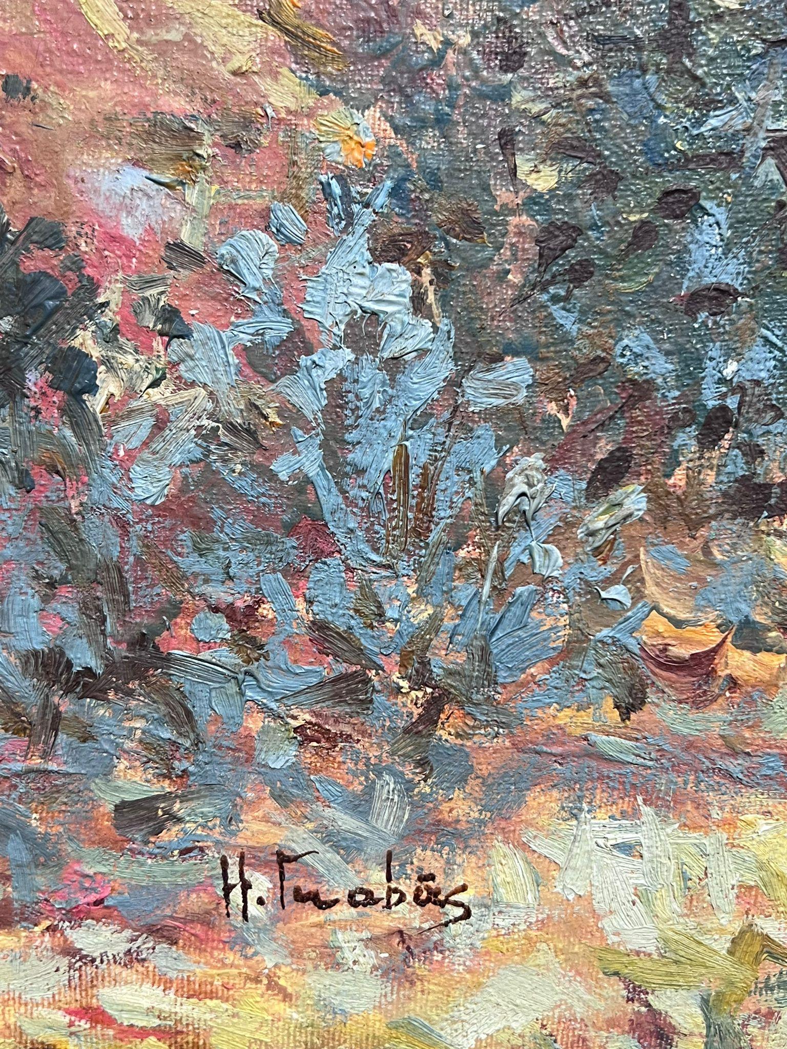 French Impressionist Signed Oil Painting Provencal Landscape with Stone House For Sale 1