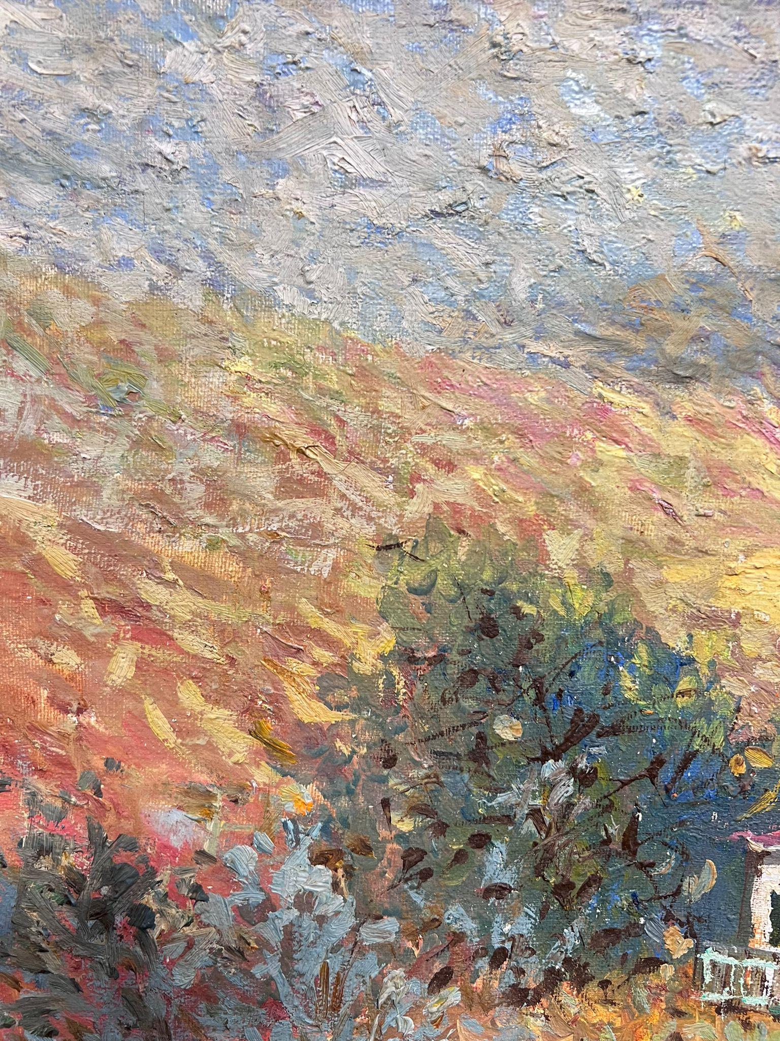 French Impressionist Signed Oil Painting Provencal Landscape with Stone House For Sale 2