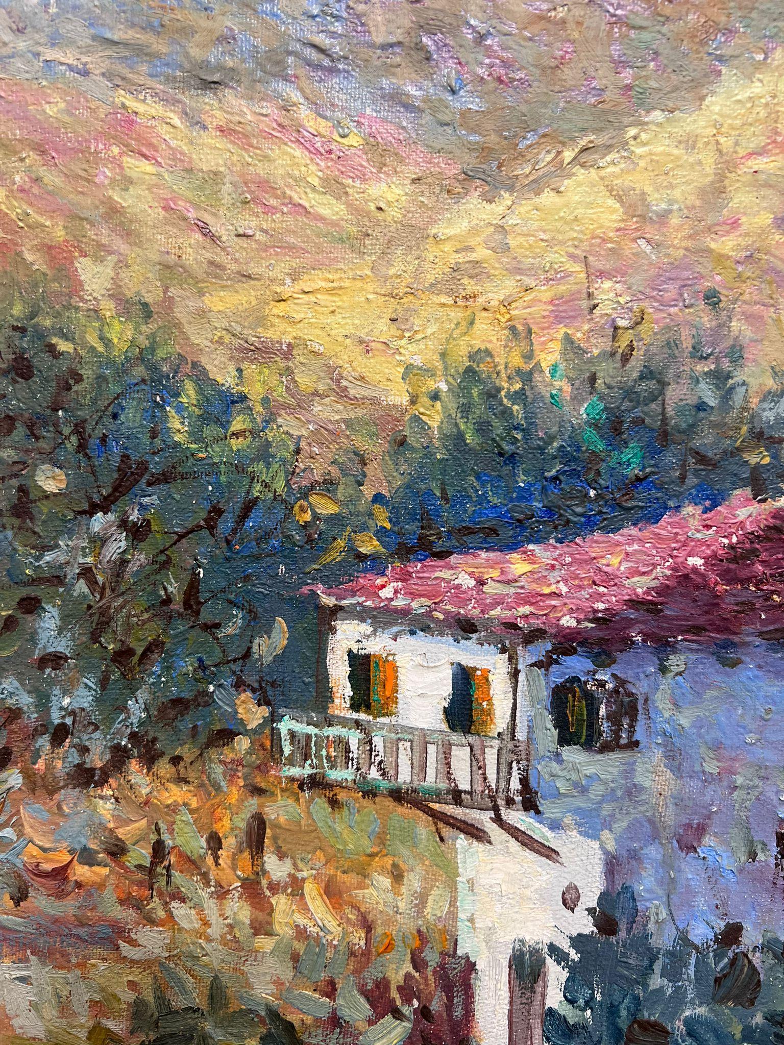 French Impressionist Signed Oil Painting Provencal Landscape with Stone House For Sale 3