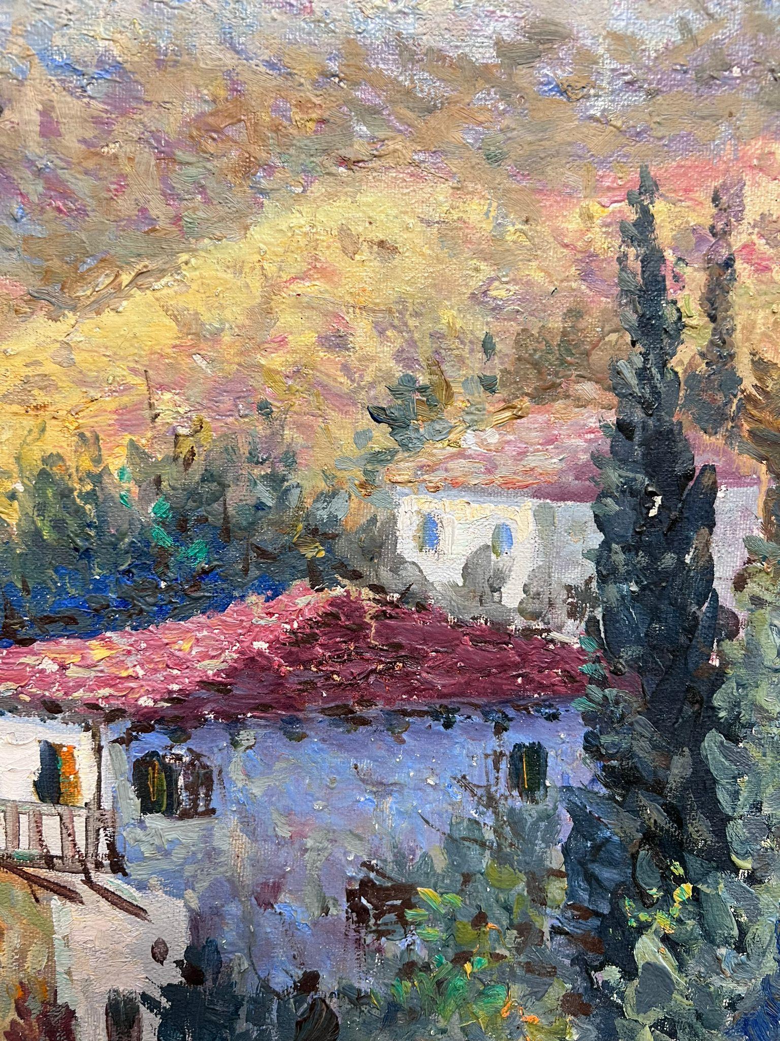 French Impressionist Signed Oil Painting Provencal Landscape with Stone House For Sale 4