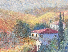 French Impressionist Signed Oil Painting Provencal Landscape with Stone House