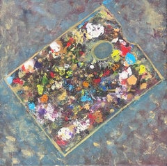 French Modern Signed Oil Painting of an Artists Palette