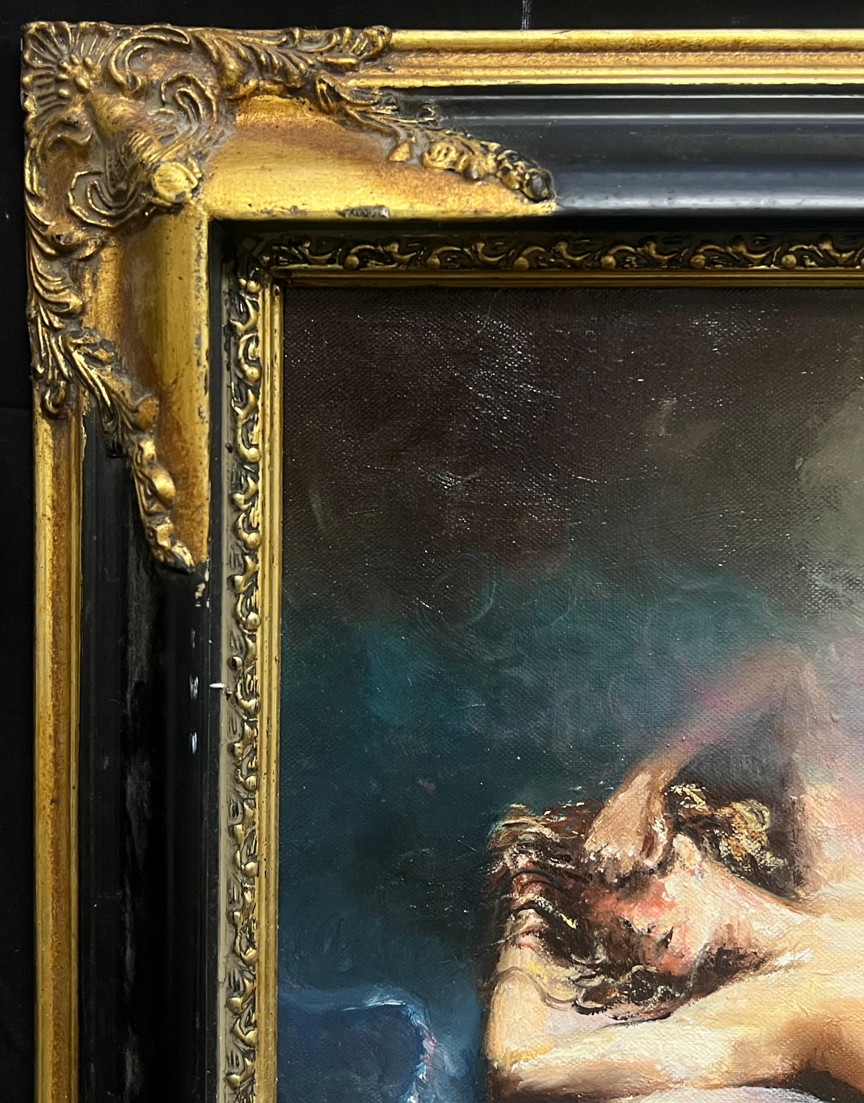 Peinture à l'huile encadrée : Nu couché dans une lumière de rêve Sérénité rayonnante en vente 3